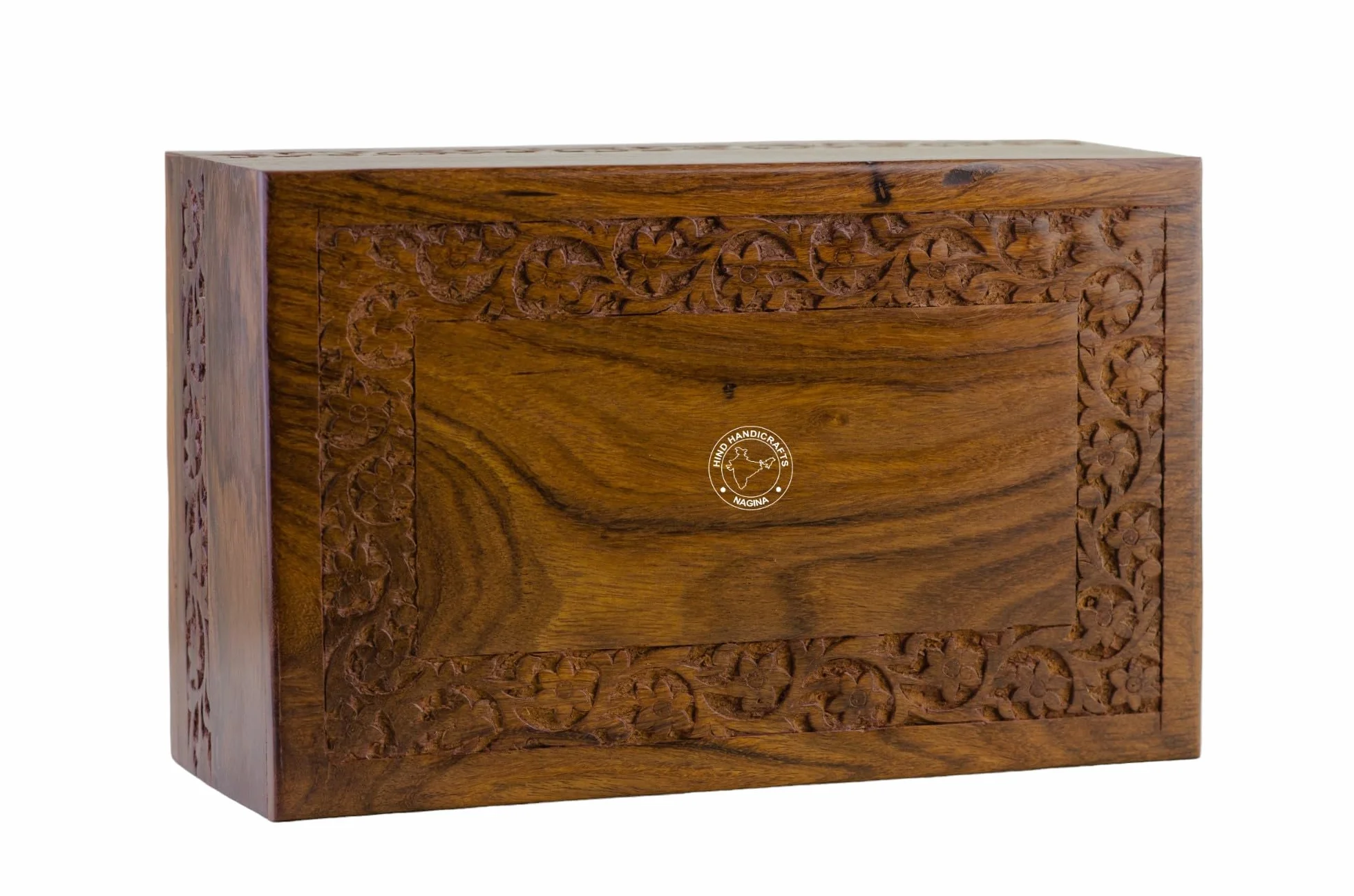 Scatola per urna in palissandro per ceneri umane per adulti, urna in legno fatta a mano con intagli floreali, regalo commemorativo (media: 17,8 x 12,7 x 8,9 cm, 90 cu)