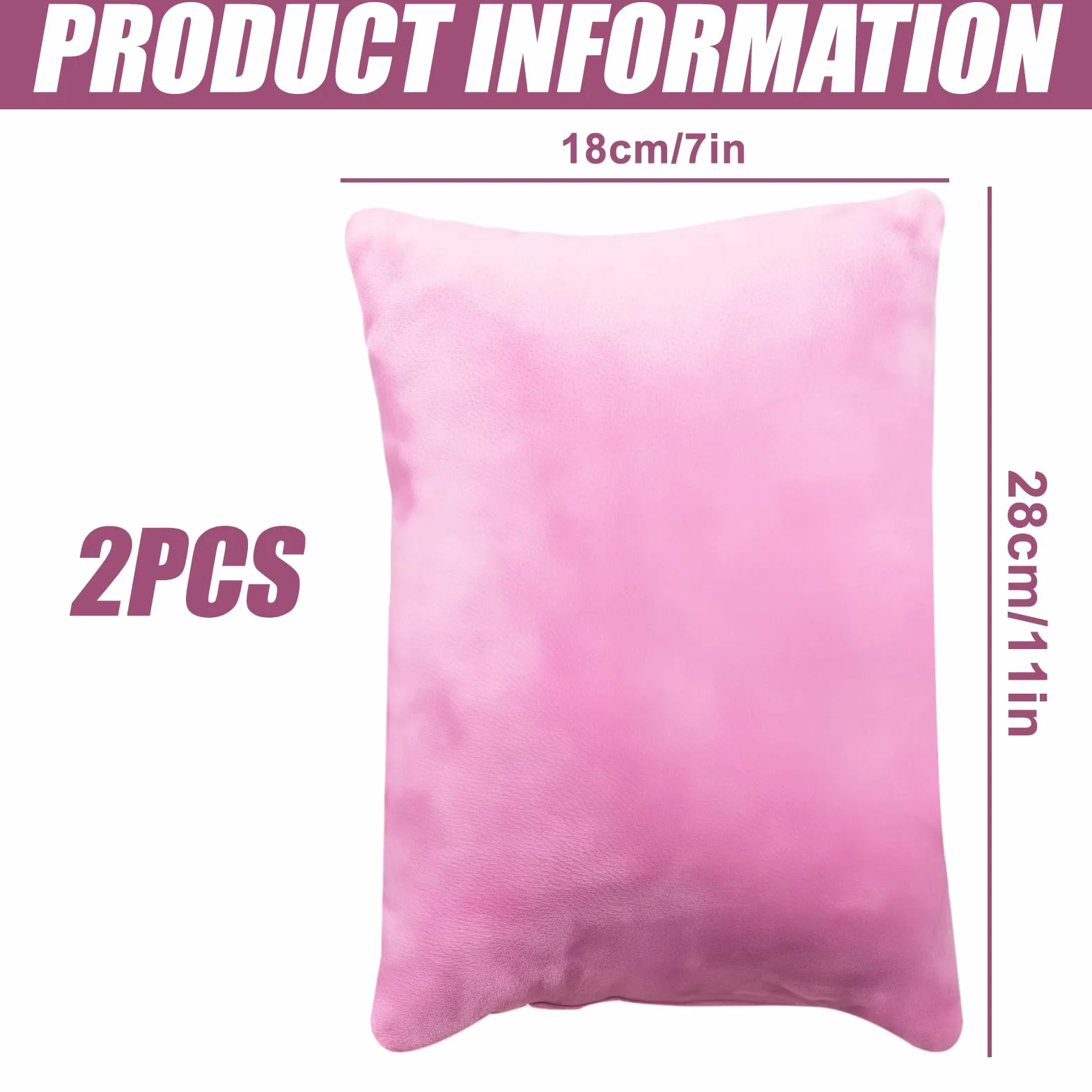 Mini cuscini: 2 cuscini da viaggio in morbido peluche, comodi e piccoli, per animali e bambini, adatti per ufficio, auto, animali domestici, viaggi e dormire (28 x 18 cm, rosa)