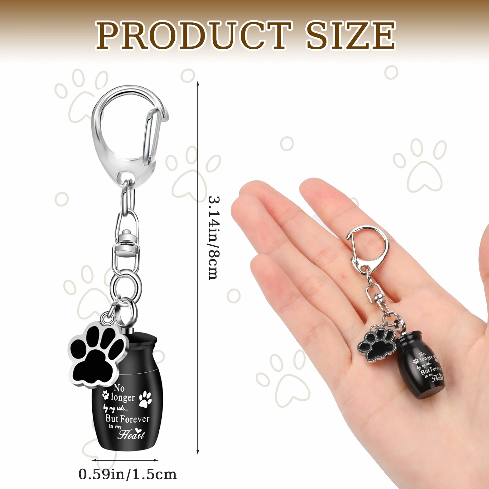 KALIONE 2 urne per animali domestici, portachiavi, urne, per ceneri di cani, ceneri in acciaio inox, piccole urne per cani, gatti, ceneri con sacchetti per riporre animali domestici, gioielli per
