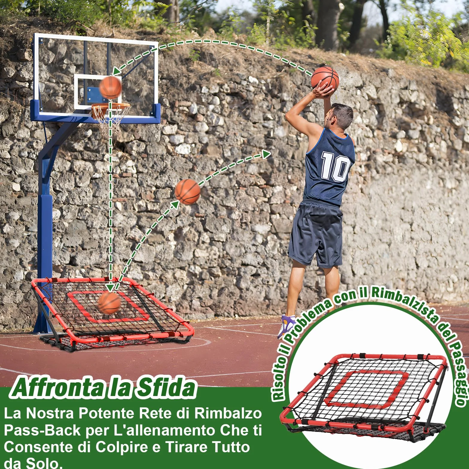 Rete Rimbalzo Calcio Pieghevole, 85 * 85 cm Rete da Rimbalzo per Pallavolo, Reti PE a Doppio Strato, Angolo Regolabile, Formazione Sulle Competenze per Calcio, Pallavolo e Pallacanestro