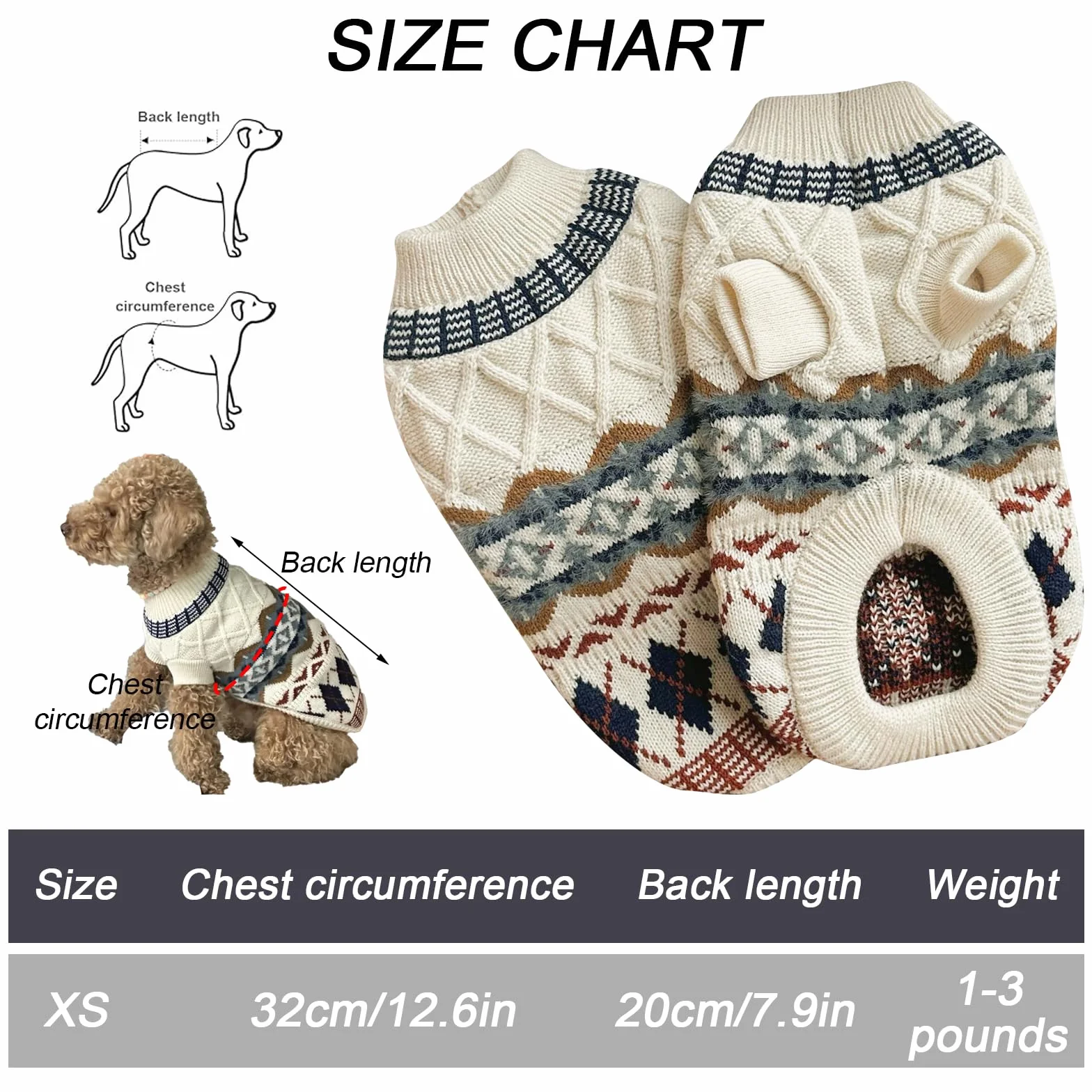 Maglione per cani TYXHXTF, Cappotto Invernale Lavorato a Maglia per Cani Piccoli