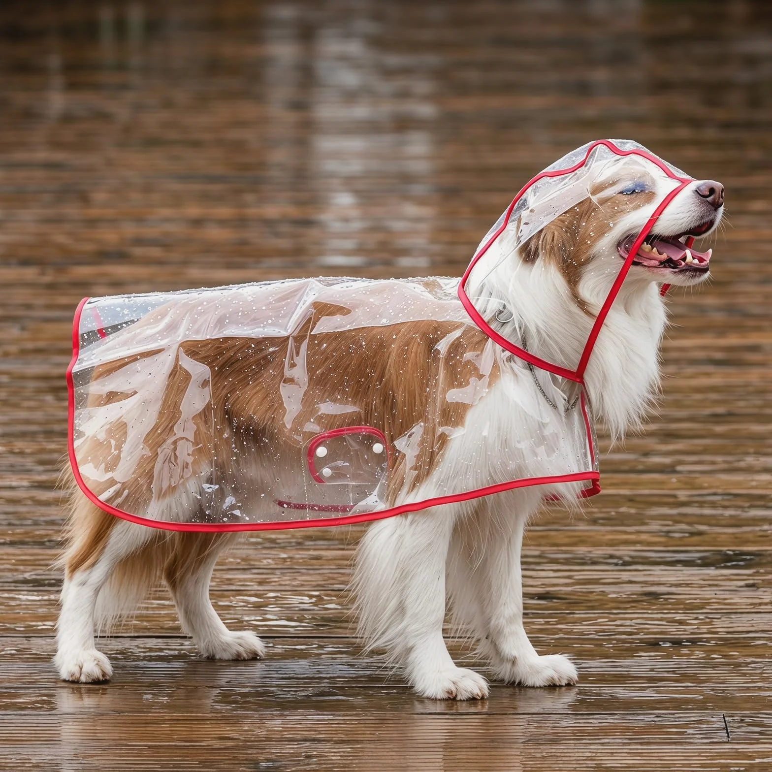 Impermeabile per Cani,S-2XL Cani Cappotto Impermeabile con Cappuccio Trasparente Adatto A Cani da Piccola a Grande Taglia, Ideale per Passeggiate Ed Escursioni Sotto La Pioggia (L)