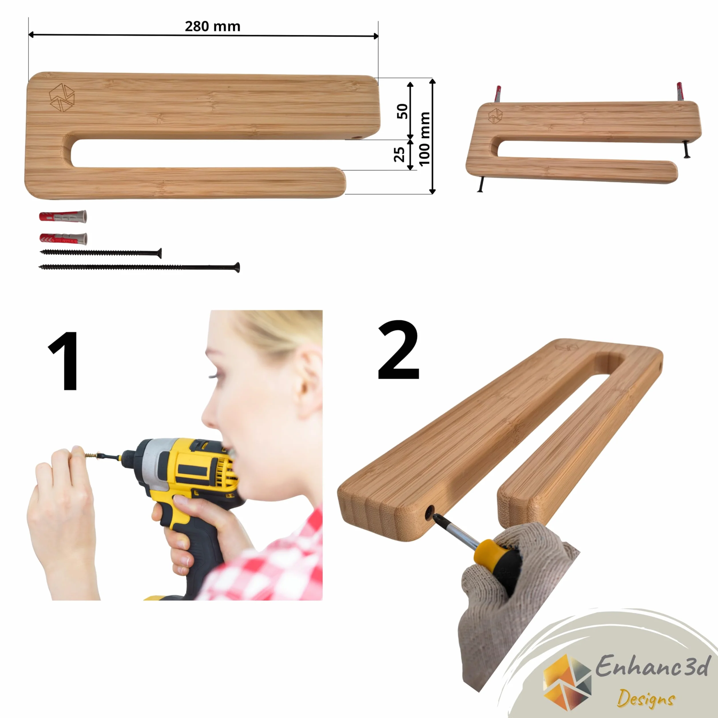 Supporto verticale per skateboard in legno di bambù, gancio da parete, longboard