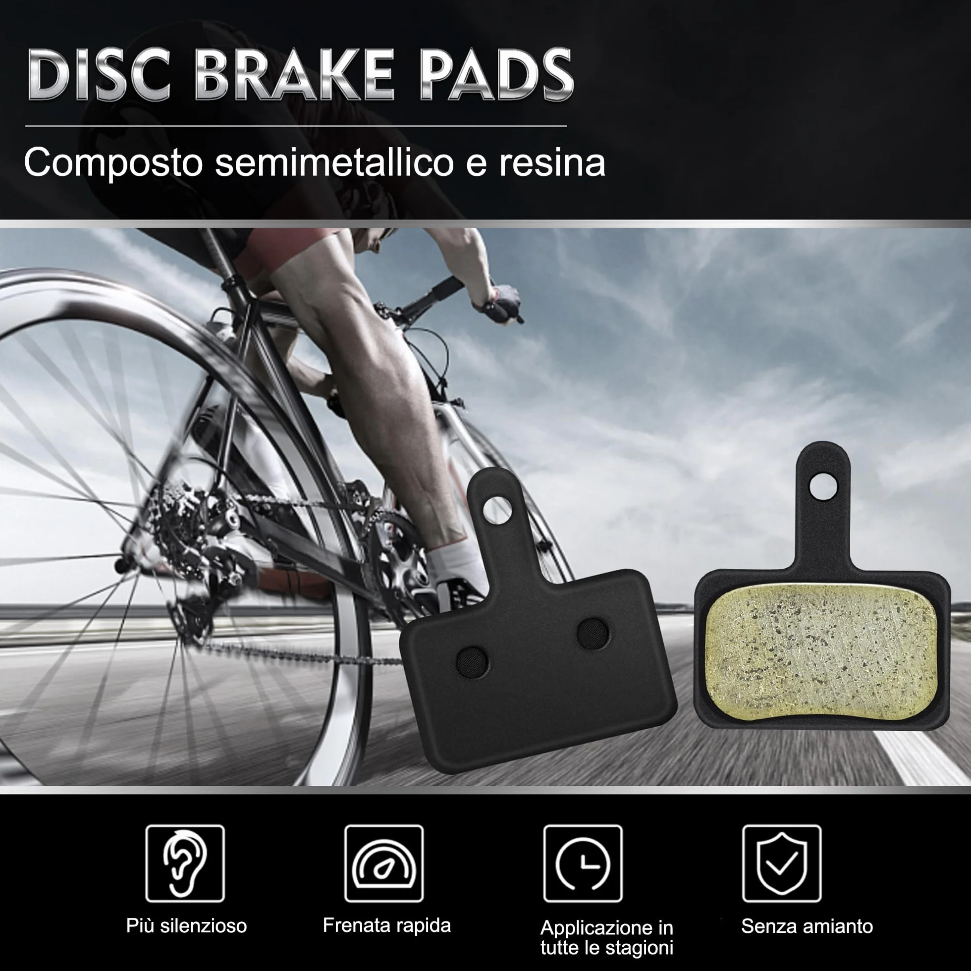 4 Paia Pastiglie Freno di Bicicletta per B01s TRP Tektro Deore, Pastiglie Freni Bici MTB a Disco in Resina Semimetallo