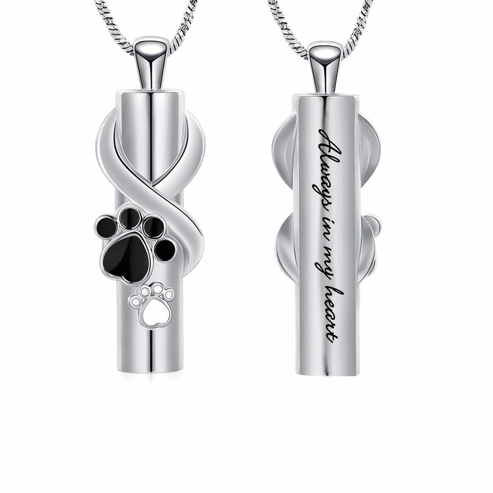 Urna collana per cenere per cane/gatto animali domestici zampa pressione cilindro ciondolo cenere gioielli ricordo animale domestico urna gioielli cremazione gioielli gioielli