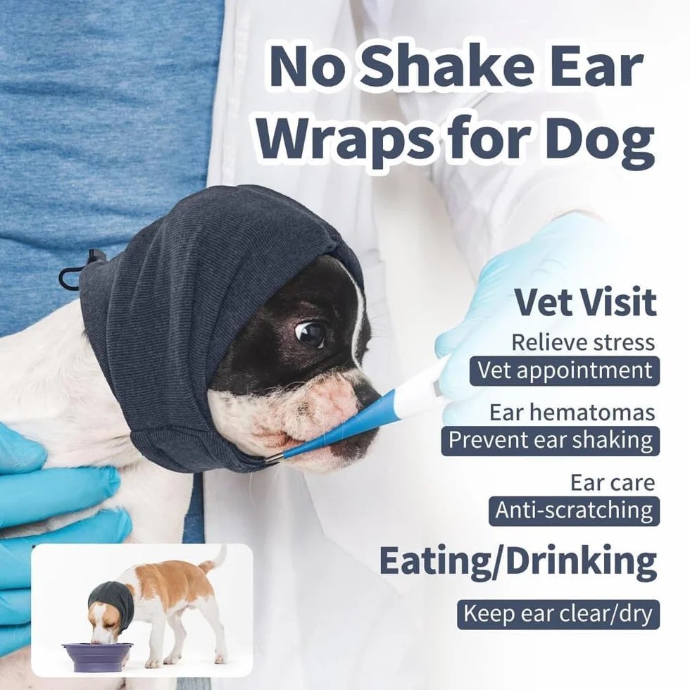 Fascia Elastica Antistress per Cani Copricapo Calmante Orecchie Regolabile Traspirante