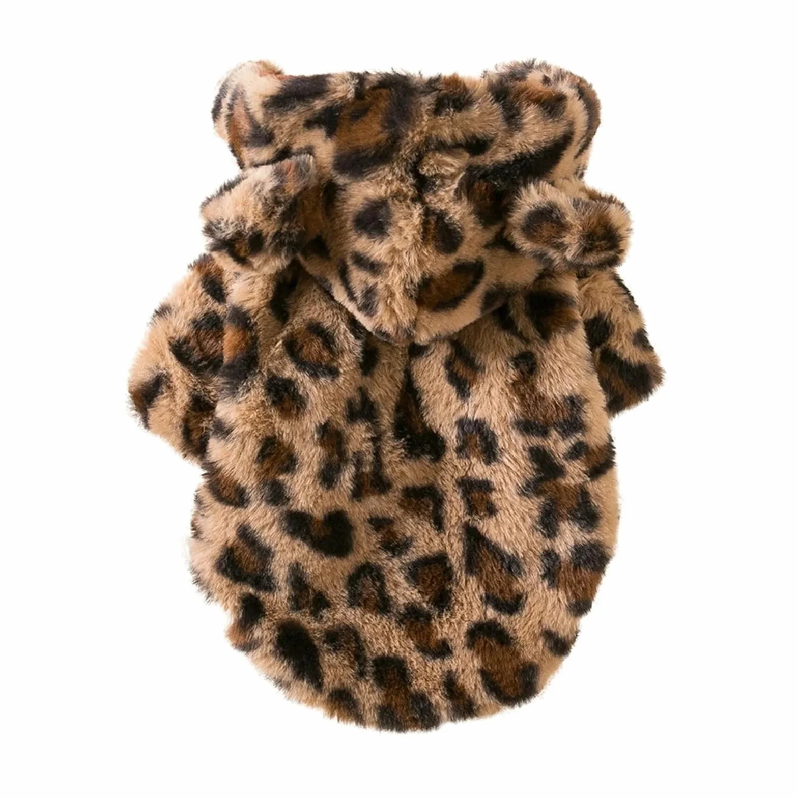 Vestiti Invernali for Cani, Caldi in Pile con Cappuccio, Cappotto Leopardato, Giacca, Abbigliamento for Bulldog Francese, Costumi for Animali Domestici(Brown,L)
