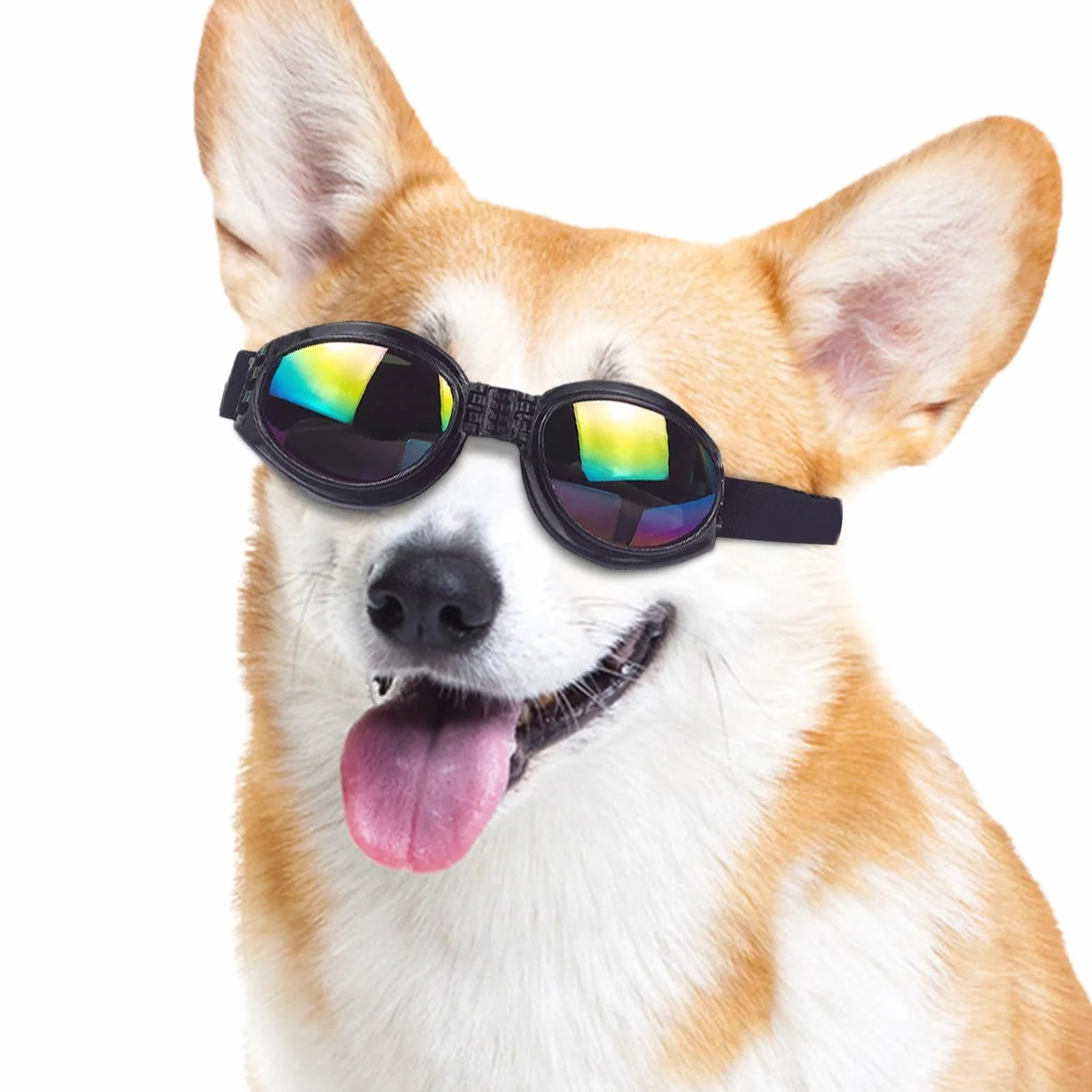 Occhiali da sole per cani - Occhiali per animali domestici da 4,72 pollici Protezione UV Cinturino regolabile | Dog Eye Wear - Ochiali per animali domestici elastici e comodi per l'uso in viaggio con