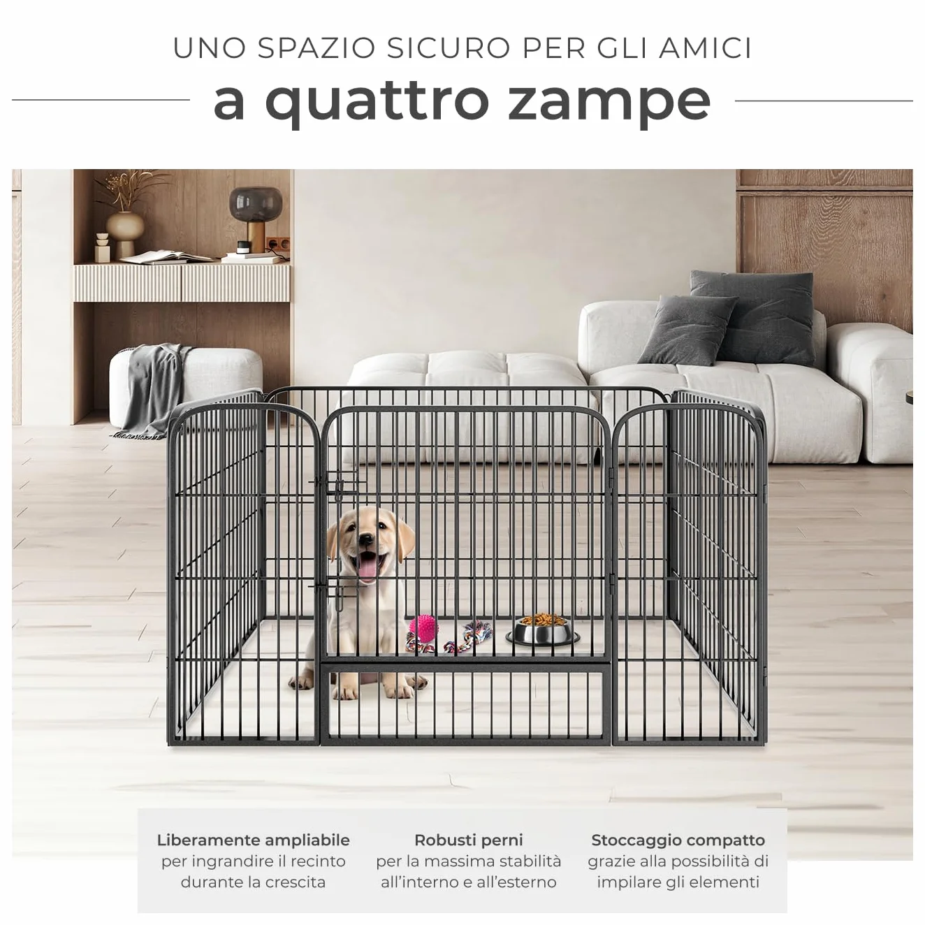 Tectake Recinto per Animali di Piccola Taglia Set 4 Pannelli Pieghevole 70x85 cm