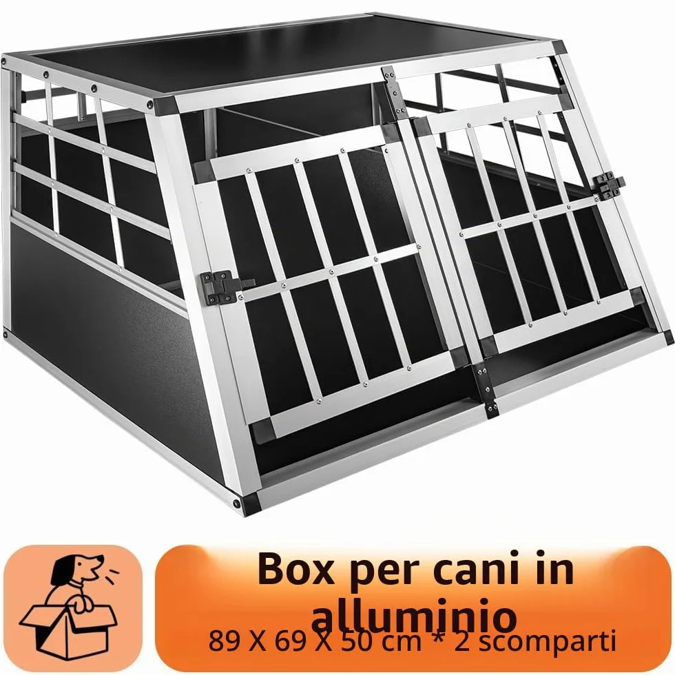 Box per cani in alluminio, per il trasporto di cani, in alluminio, per il trasporto di cani, 89 x 69 x 50 cm