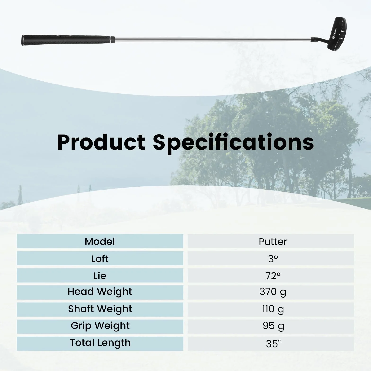LIFEZEAL Putter da golf 89 cm, mazza da golf in metallo portatile per destrorsi, martello da putter con custodia, angolo di caduta 72°, angolo di inclinazione 3°, per bambini, adolescenti e adulti