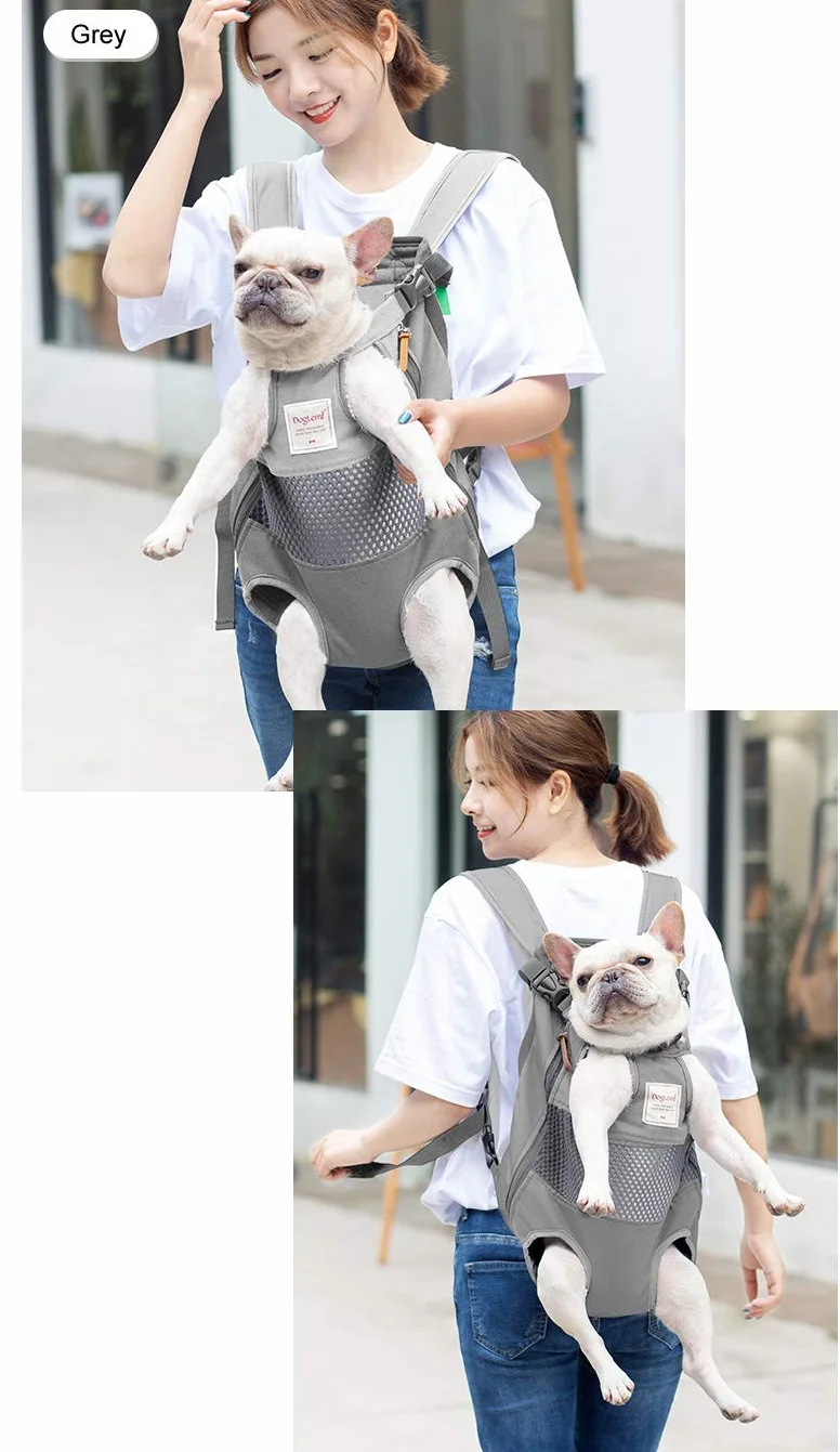 Tineer Zaino per Animali Domestici,Regolabile Dog Front Legs out Carrier Backpack Il Sacchetto di Mano Libero Viaggi,Easy-Fit per 5-12KG Piccole Medie Gatti Cani attività all'aperto (Grigio)