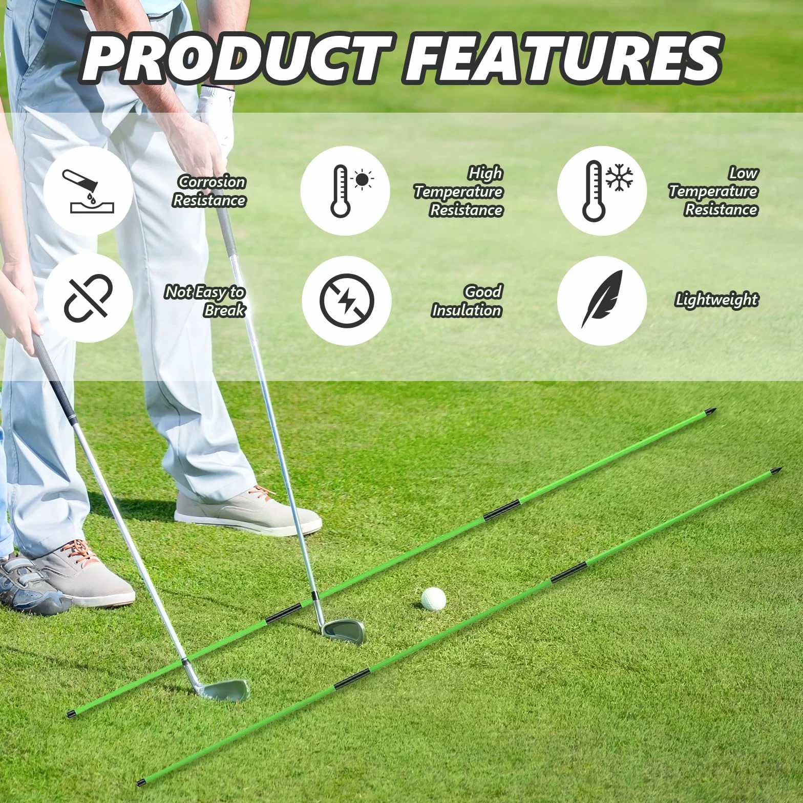 flintronic Bastone Indicatore Golf, Bastoncini di Allineamento da Golf a Tre-Pieghe, Attrezzatura da Allenamento daGolf Portatile per Puntare, Allenare, Accessori di Postura Corretta daGolf
