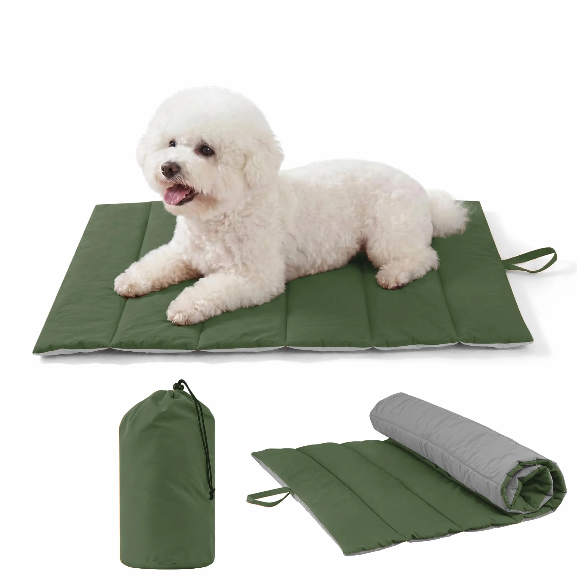 Cuccia Cane Grande Impermeabile Pieghevole per Interno Esterno 76x48cm Verde Grigio