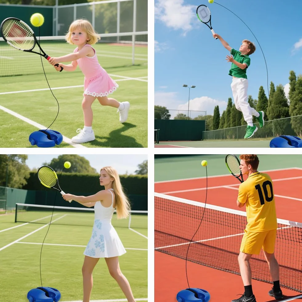 Set allenamento tennis portatile con palline e corda per esterni giardino parco