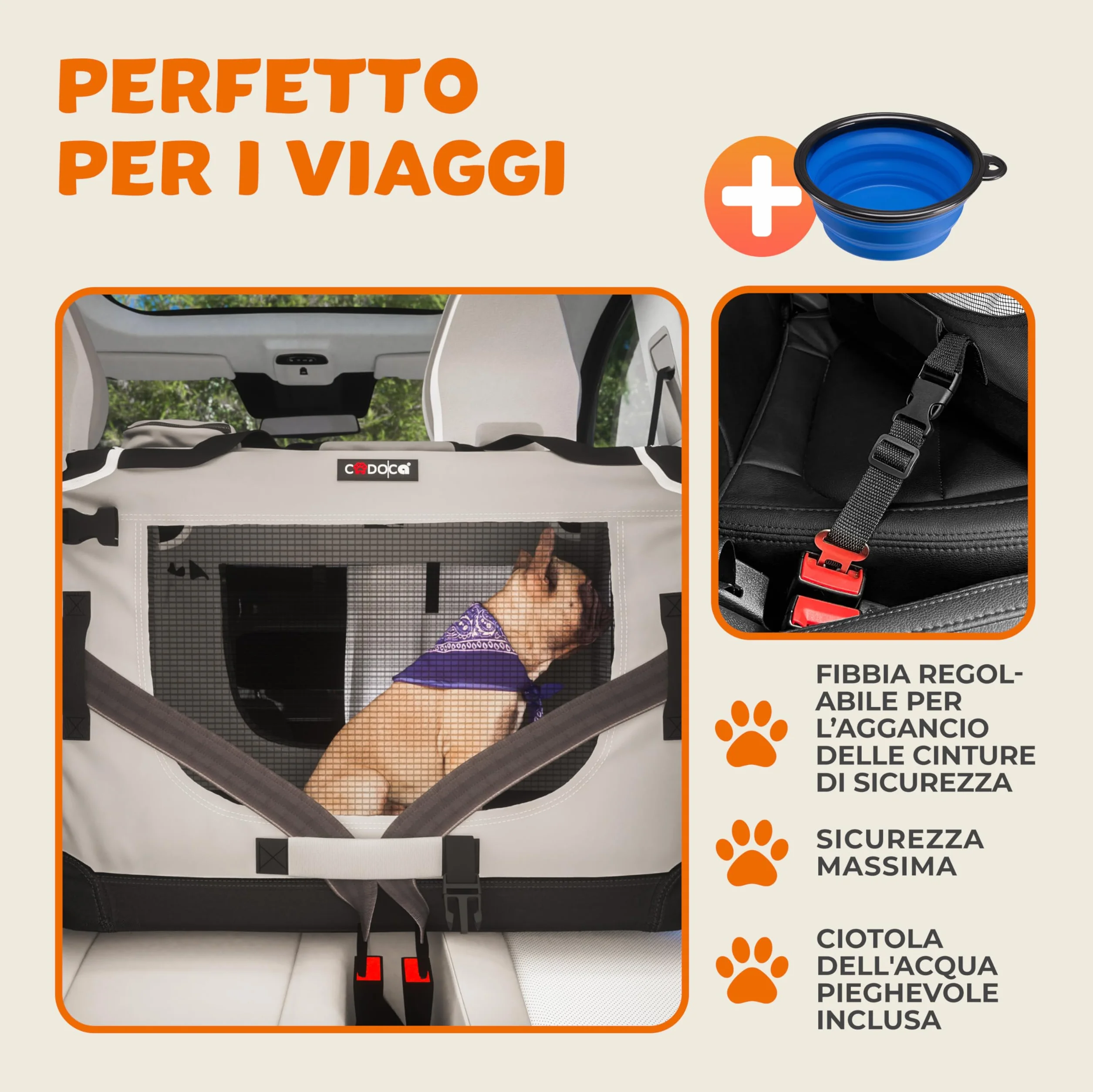 CADOCA Trasportino Cane Gatto XXL 92x64x64cm Gabbia Trasporto Traspirante