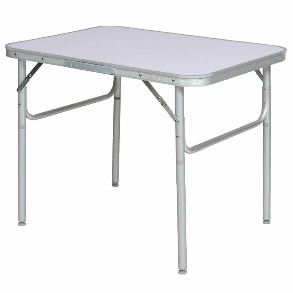 BAKAJI Tavolo Camper Campeggio Picnic Struttura Alluminio Piano in Formica Piedini regolabili in 2 Altezze 25/50cm Pieghevole a valigetta per spiaggia o giardino (60 x 45 x 50 cm)
