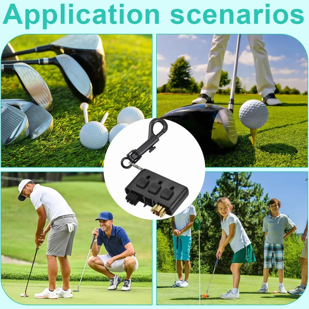 Kit Pulizia Mazze da Golf 3 in 1, Spazzola Scanalature, Pulitore Scarpe con Portachiavi