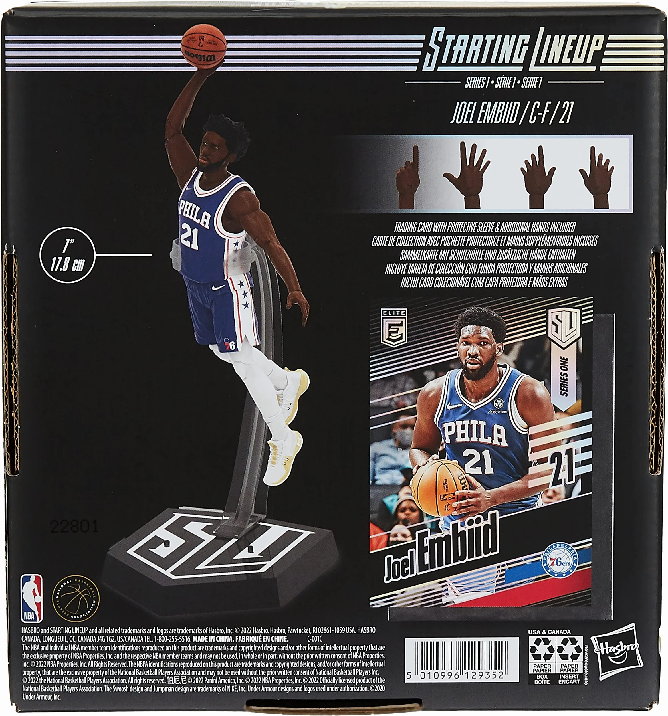 Hasbro NBA Formazione titolare Serie 1 Action Figure Joel Embiid 15 cm Panini Sports basket