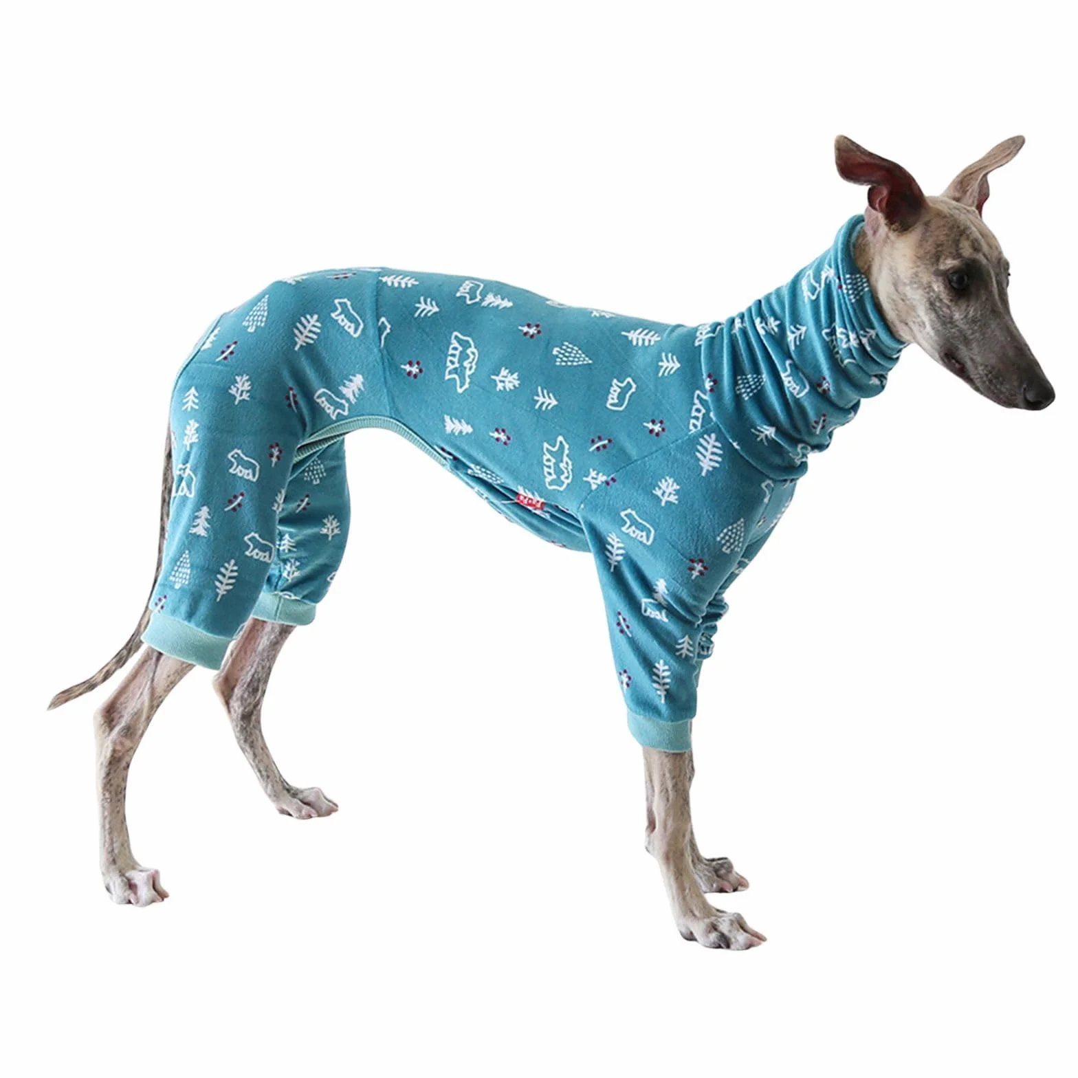 Pigiama leggero per cani levriero italiano, dolcevita whippet a quattro gambe in cotone morbido per cani tuta da casa per cani, blu_XXL