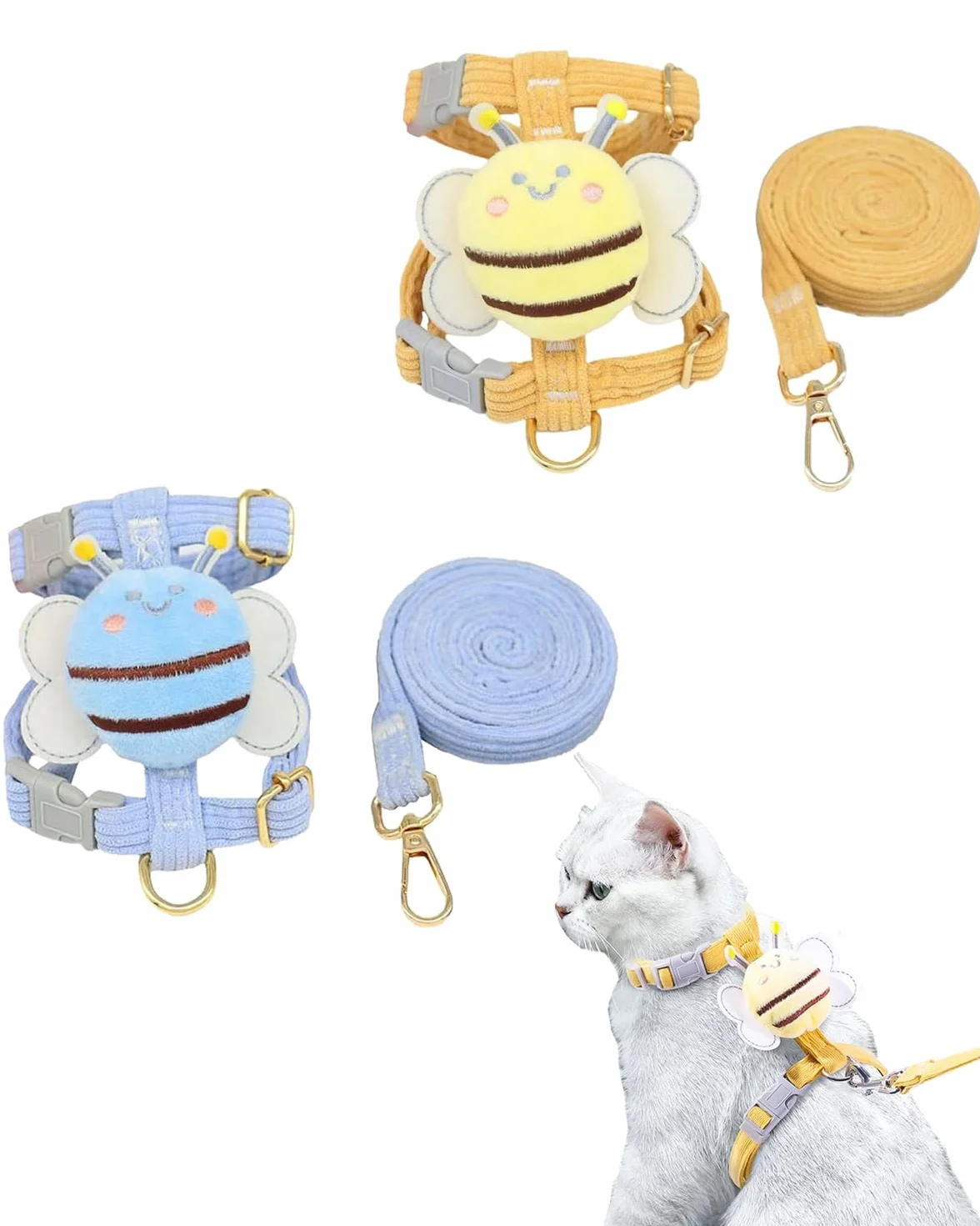 Pettorina con Guinzaglio 2 Pezzi Piccola & Regolabile, Antifuga Traspirante per Gatti, Cuccioli e Conigli Nani | Comfort e Sicurezza in Passeggiata