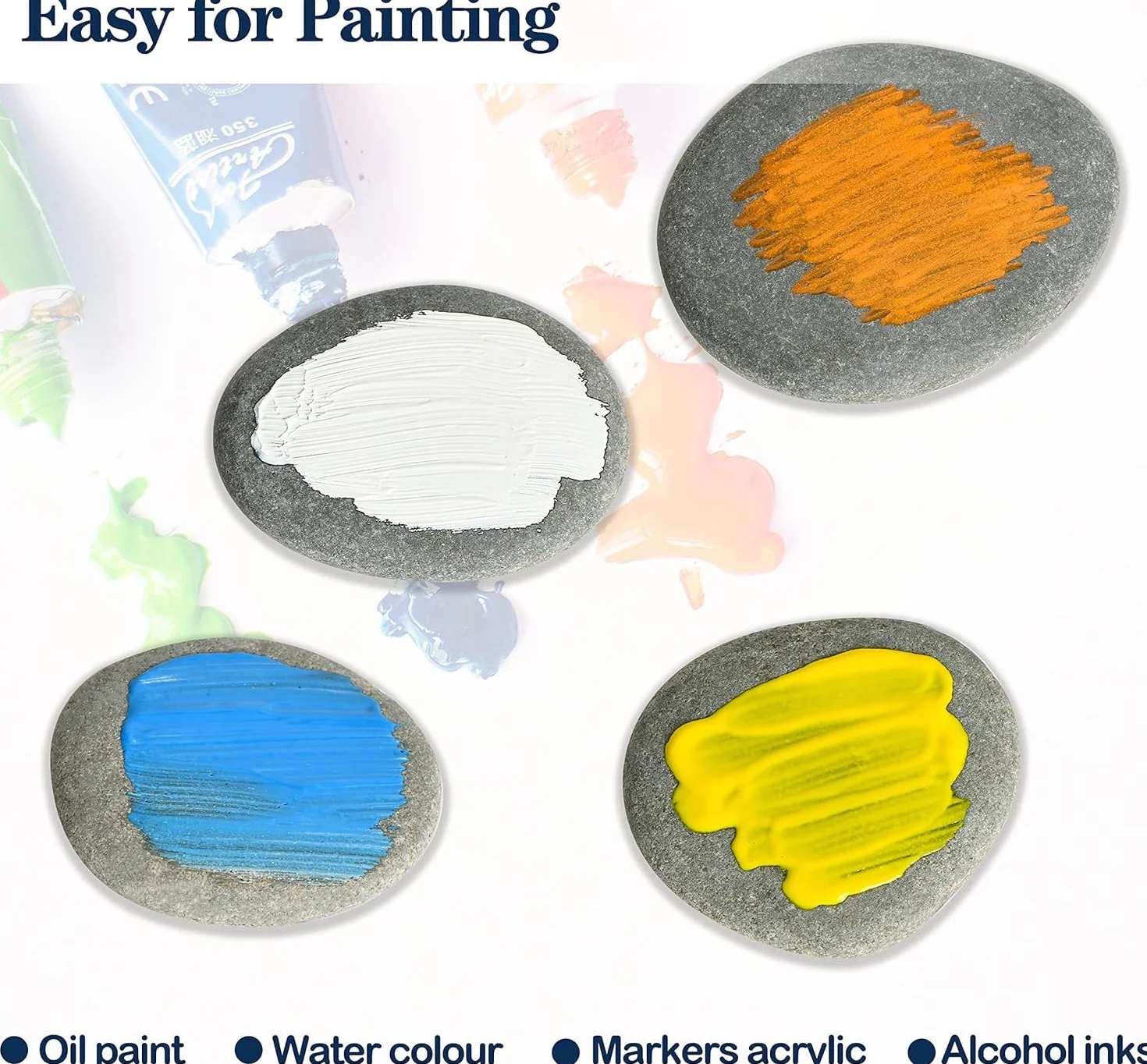 20 Pezzi Pietre per Pittura,6-11 CM Pietre Piatte Dipingere DIY Ciottoli Piatti Dipinte Rocce Naturali Disegno Sassi dipingere Rocce Dipinte Creativo Pittura Decorative,per Acquario Giardino