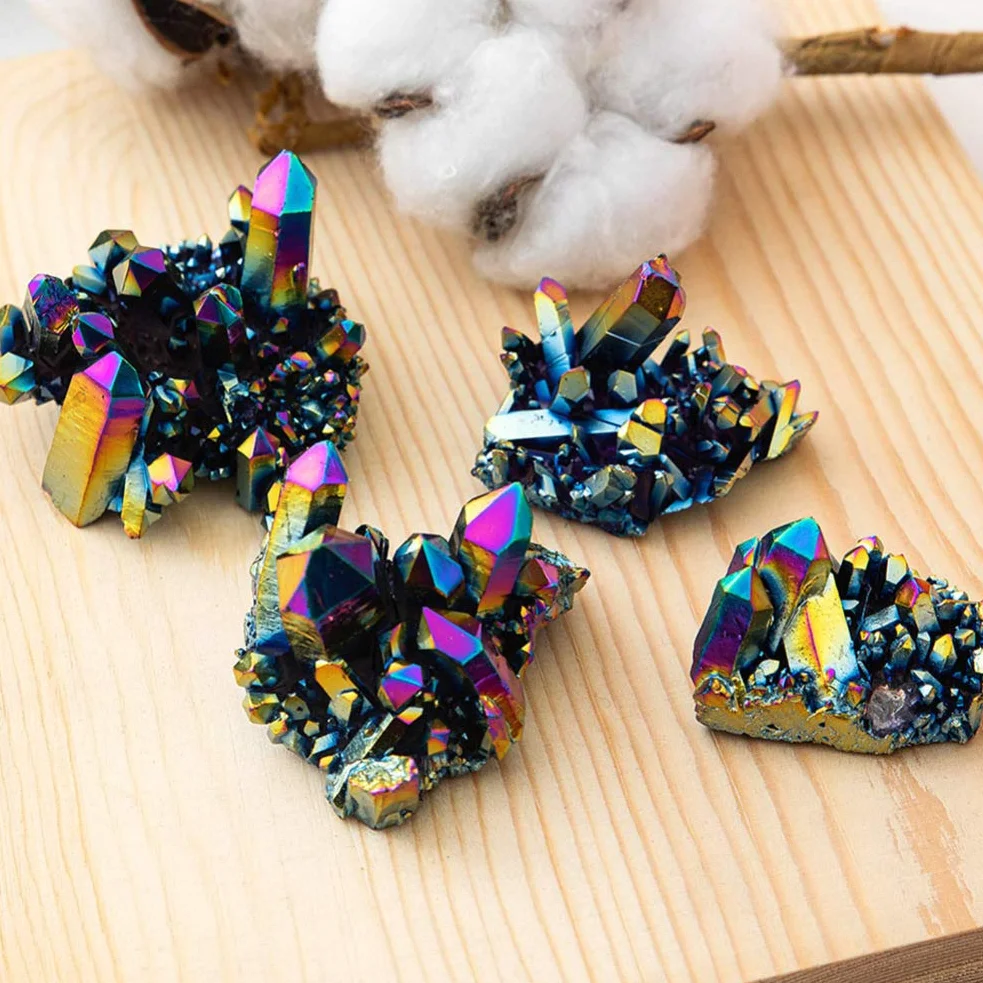 EXCEART Grappolo di cristallo arcobaleno naturale, 2 pezzi, decorazione per la casa, feng shui, acquario, artigianato e regali 4,5 x 3,5 x 3 cm