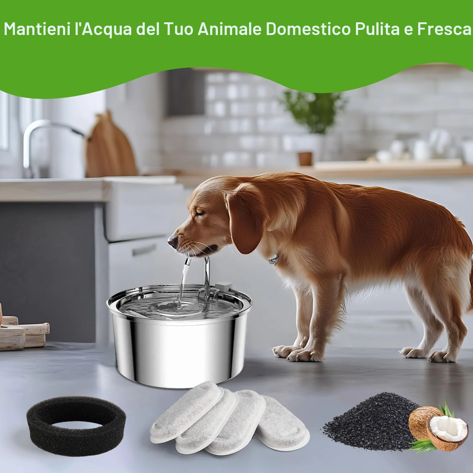 KOMABLEN 24 Pezzi Filtri Fontanella per Gatti, Filtro con 12 Filtro Carboni Attivi e 12 Spugna In Schiuma, Tripla Filtrazione Filtri Fontana Gatto Cappa, Cani Filtri di Ricambio per Acqua
