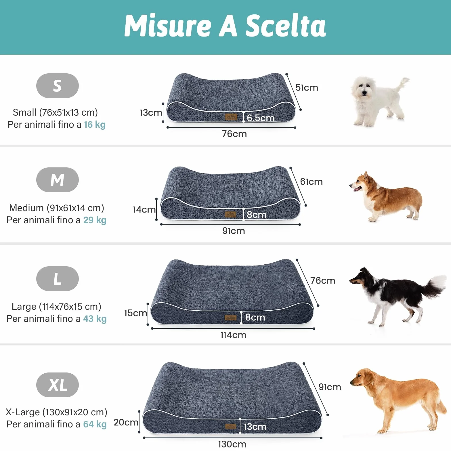 COZY KISS Cuccia per Cani Lavabile, 114x76x15cm, con Bordo Rialzato - Materasso Ortopedico per Cani a Forma di Barca, Impermeabile e Antiscivolo, Adatto ad Animali Domestic fino a 43kg, Blu