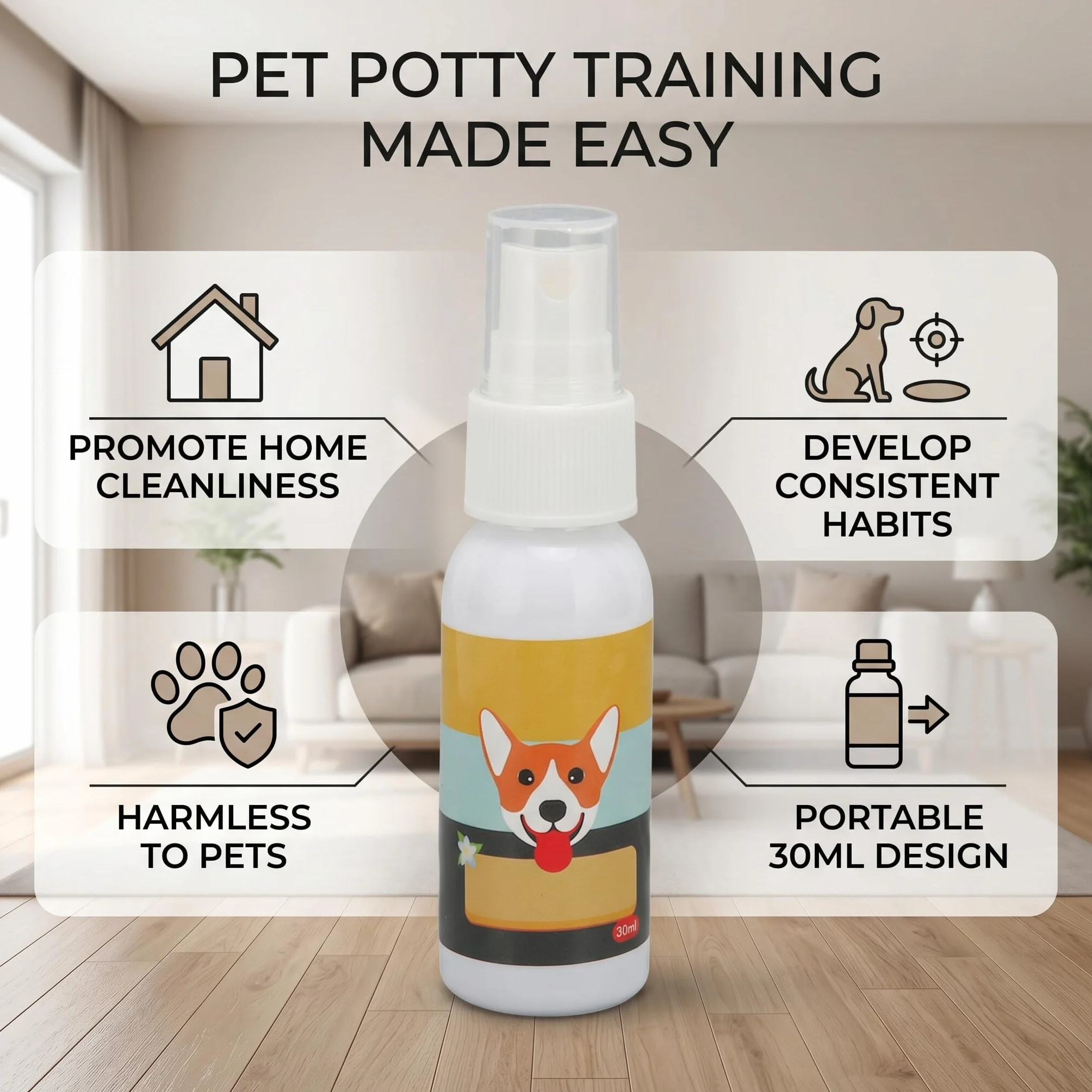 Tnfeeon Spray per Addestramento del Cane, Spray per Attrazione per Cani e Gatti Che Addestrano Il Vasino, Vasino per Animali dal Design Compatto da 30 Ml