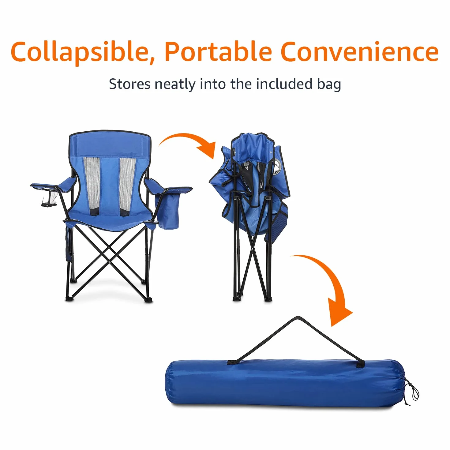 Amazon Basics Sedia da campeggio con tasca termica, Blu