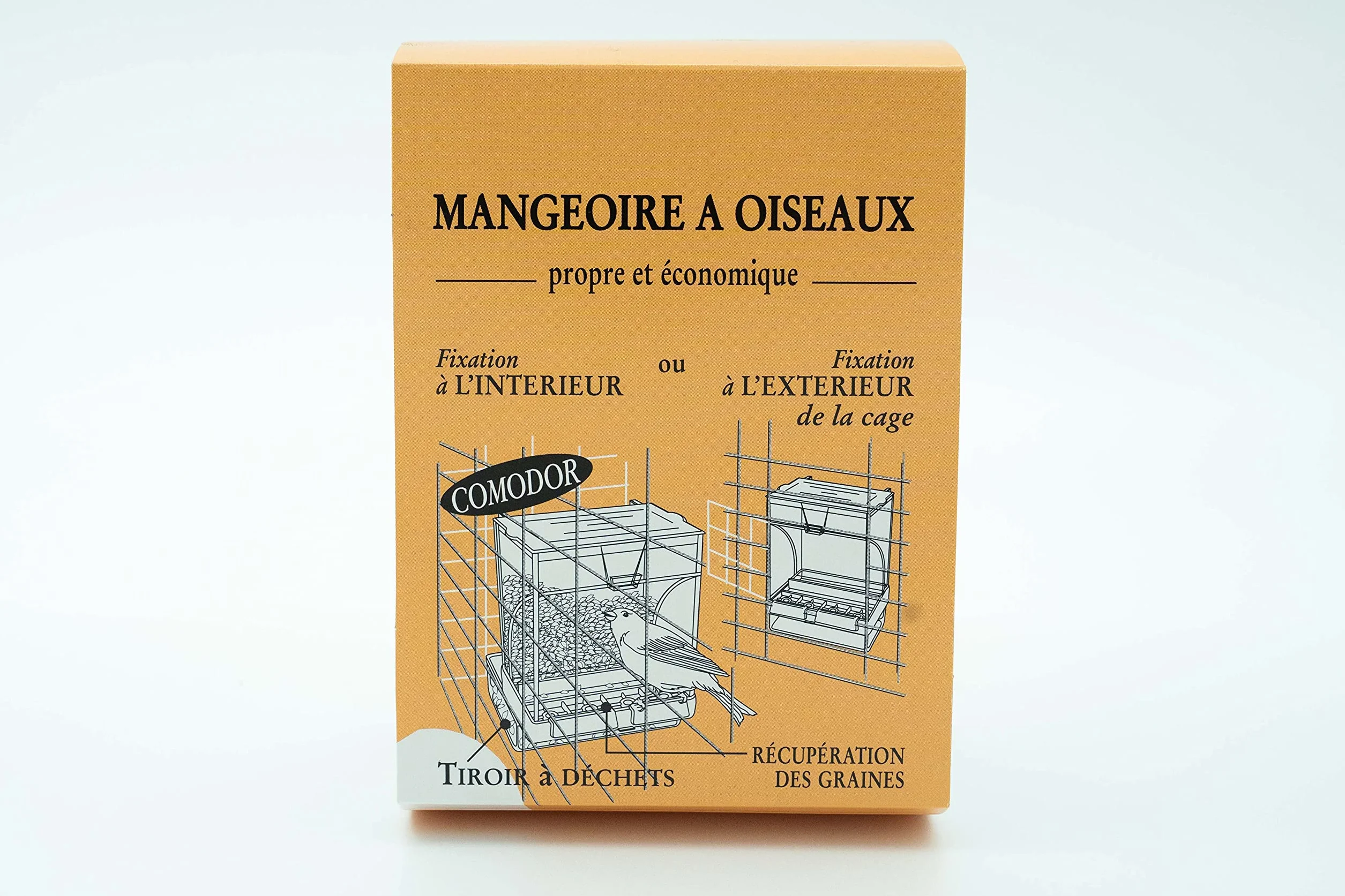 Tyrol - Mangiatoia per uccelli anti-spreco 10.5x8.2x14.5cm - Mangiatoia con cassettina per recuperare i semi e cassetto per rifiuti - Adatta a gabbia per uccelli, si fissa all'interno o all'esterno