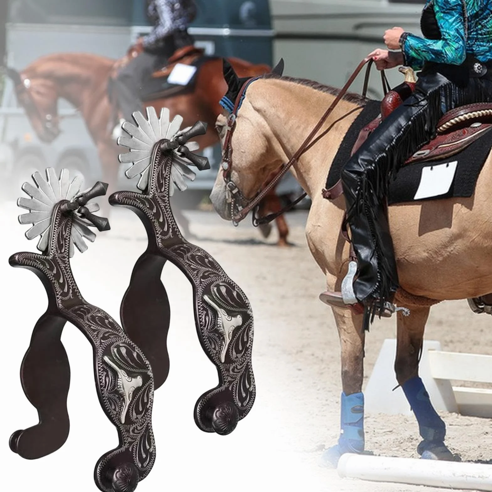 per stivali da cowboy - equestri in metallo, western classici per stivali | Speron robusti per equitazione, cavalieri, lavoro nel ranch, allenamento equestre, competizioni a