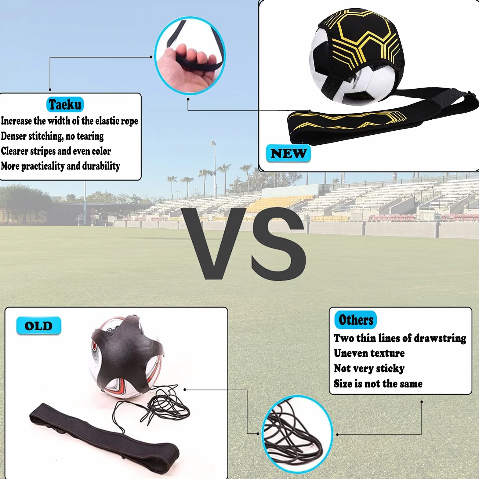 Taeku Trainer da Calcio, Banda Elastica Kit Allenamento Individuale Cintura Regolabile Bambini Adulti