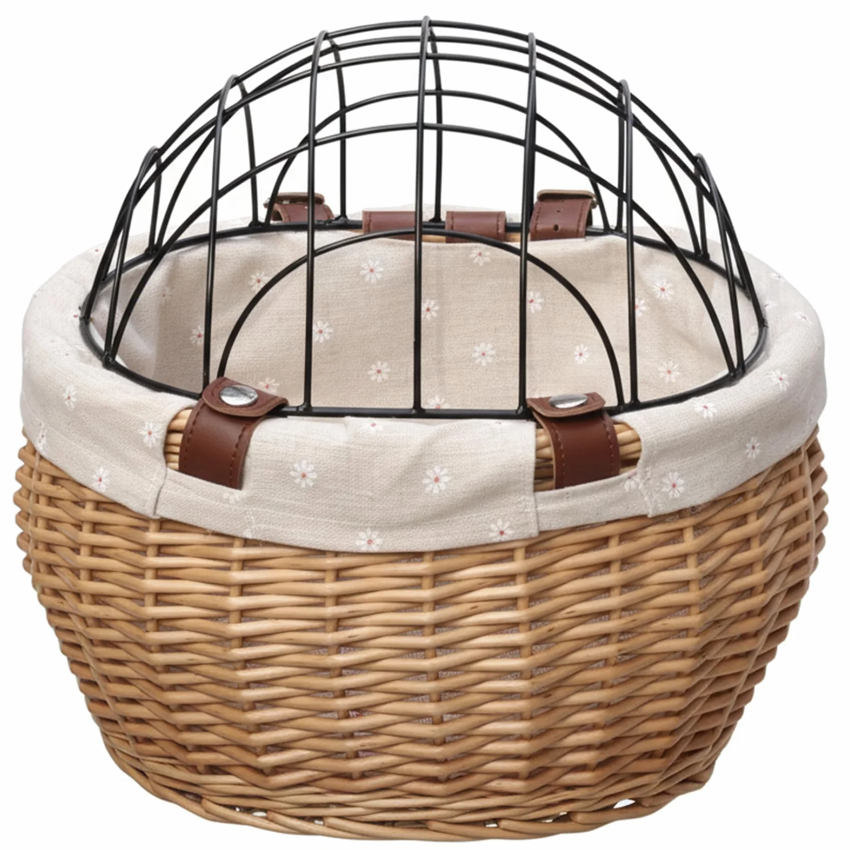 Cestino da bici per cani in rattan con copertura per cani di piccola taglia e gatti – Supporto sicuro per bici per riporre oggetti 12x10x8 pollici
