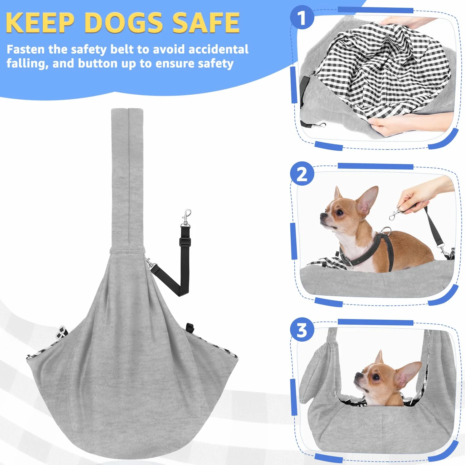 SlowTon Borsa da Viaggio per Cani Trasportino da Passeggio, Marsupio per Animali Domestici con Tracolla Imbottita Regolabile con Tasca Frontale per Il Trasporto di Cuccioli da Viaggio All'aperto