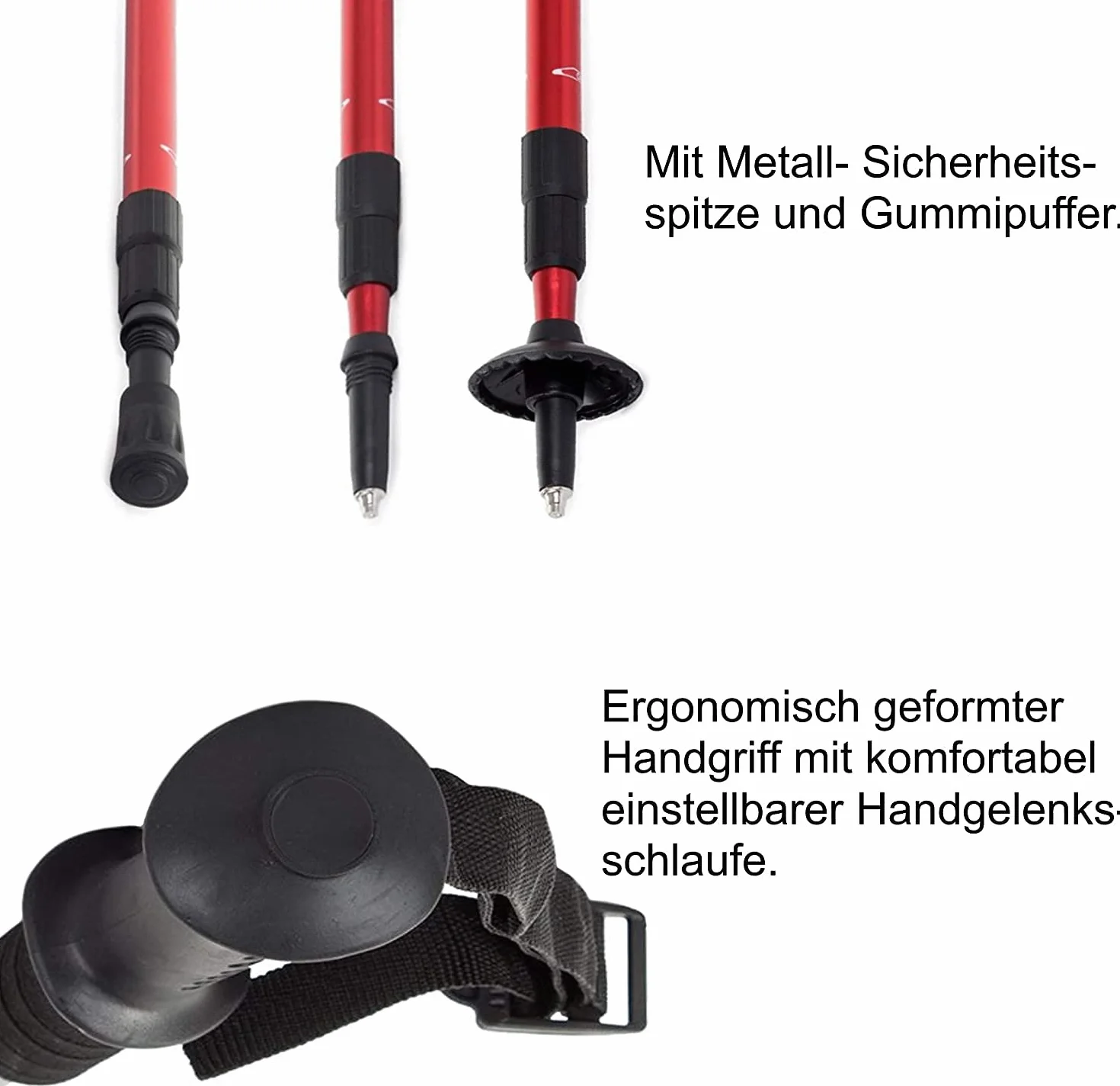 Bastoni da Nordic Walking 100-135 cm regolabili leggeri lega alluminio blu nero