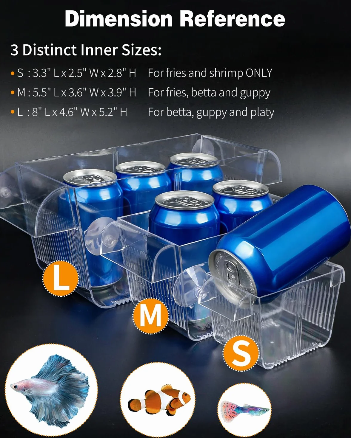 Pawfly Scatola di allevamento di pesci per acquario incubatrice per bambini con 6 ventose acrilica Gamberetti Betta piccola