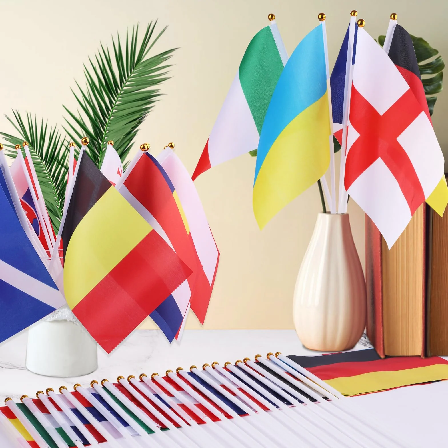 AhfuLife Europee Calcio Femminile 2025 Bandiera, Euro Calcio Bandiere con Maniglia - 16 Paesi Partecipanti
