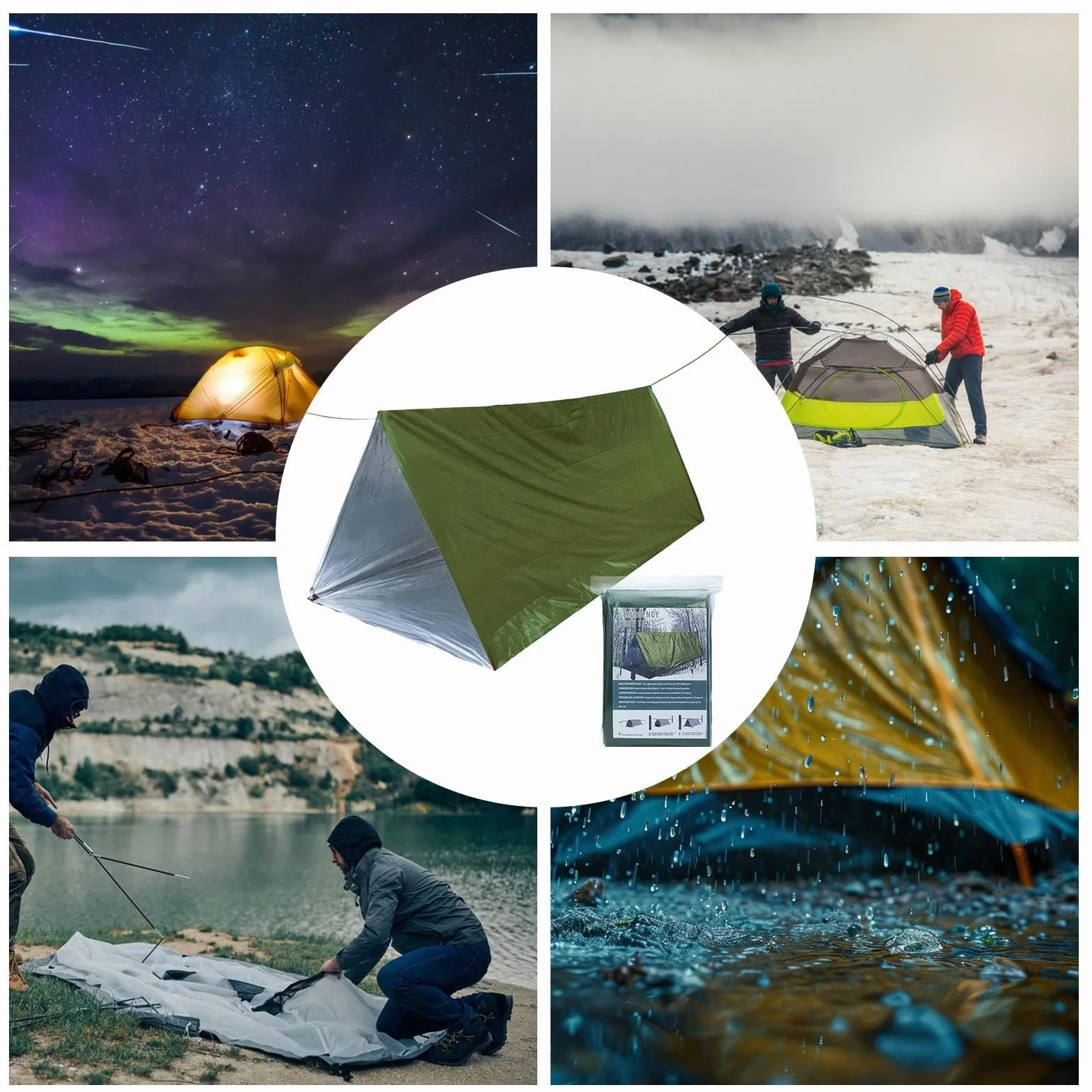 Kit tenda da campeggio impermeabile antivento leggero con sacco a pelo coperta termica escursionismo