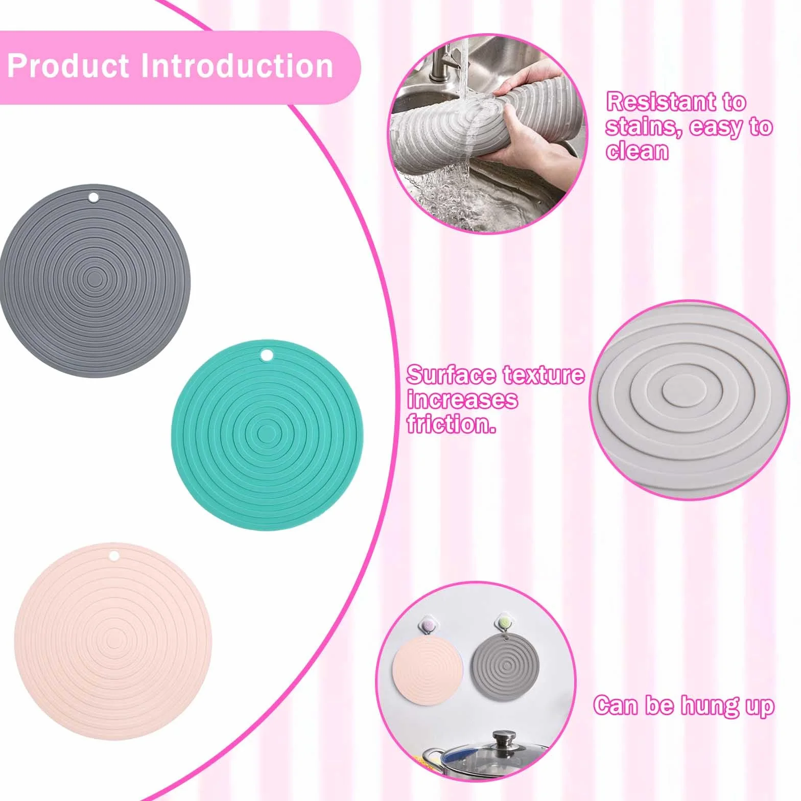 Tappetino silicone ciotola gatto 3 pezzi 2x16cm 1x18cm tappetino antiscivolo impermeabile per ciotole animali domestici facile da pulire uso interno esterno cucina campeggio