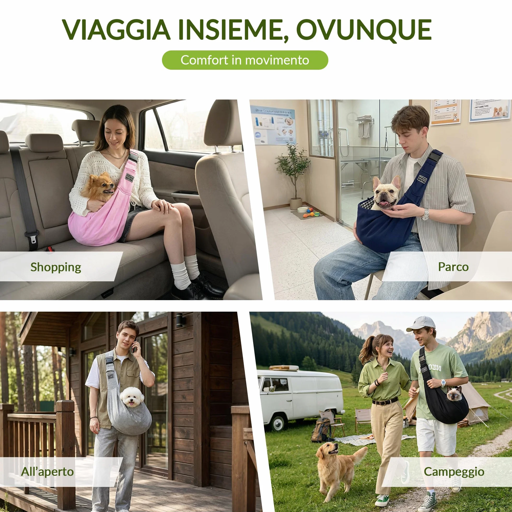 ALLSOPETS Borsa da Viaggio per Cani Piccola Taglia con Tasca Portaoggetti Marsupio Portatile Trasportino Blu Mezzanotte