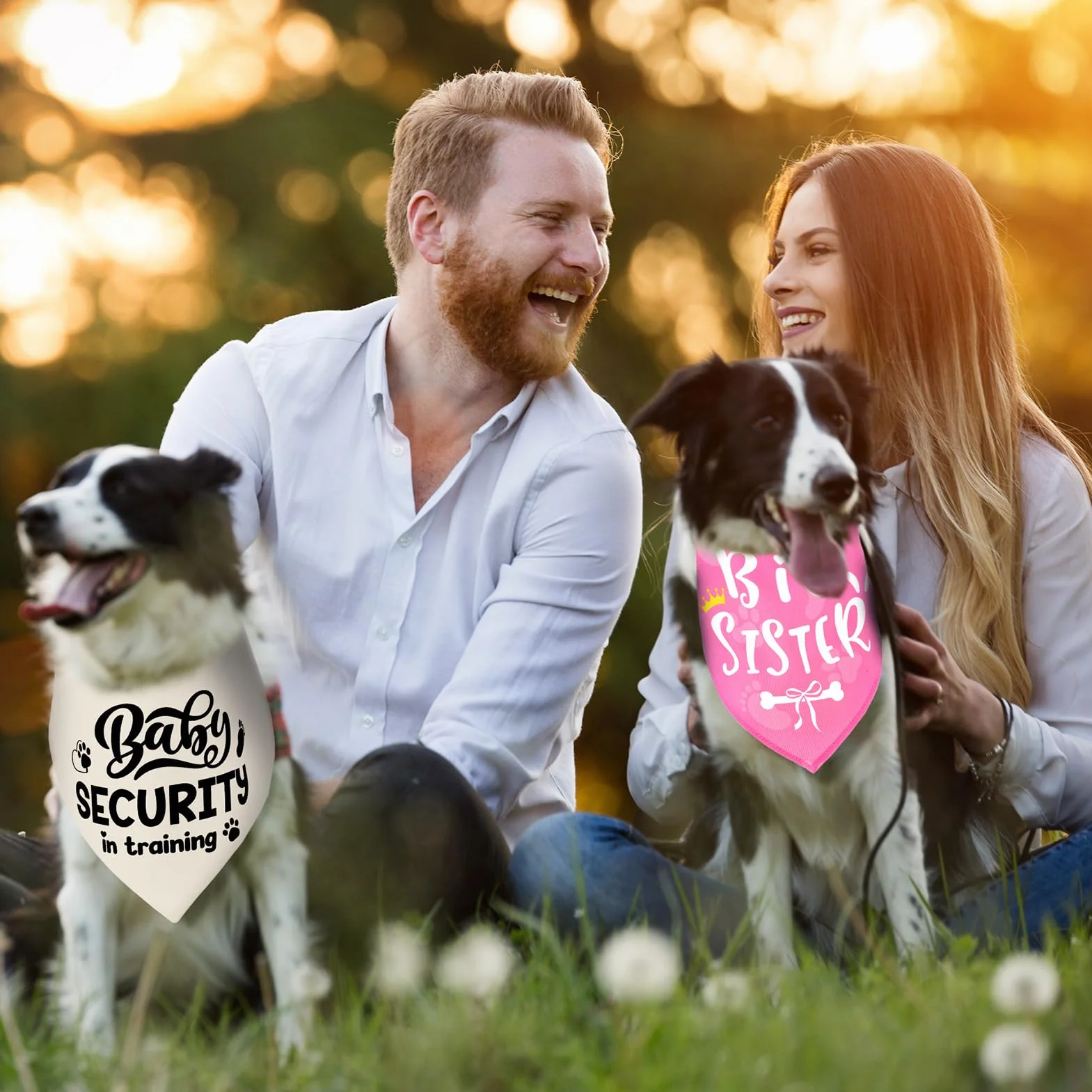 Fazzoletti da collo per cani piccola media grande taglia, set 2, rosa beige