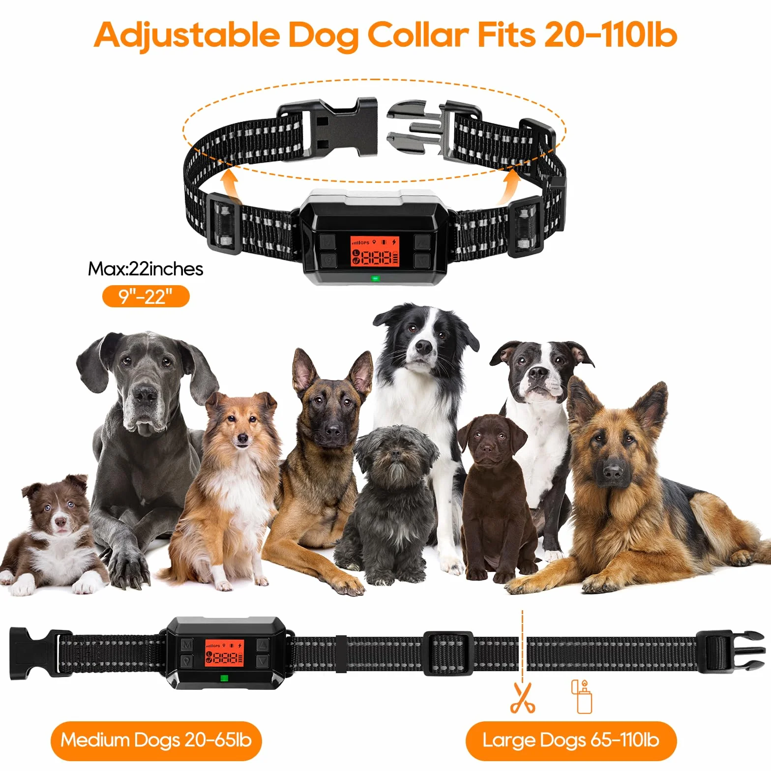 Recinto senza fili a prova di perdite, recinto per cani con GPS da esterno, GPS per cani potenziato con nuovo chip GPS intelligente, collare per cani con GPS impermeabile IPX7, fino a 1000m di raggio