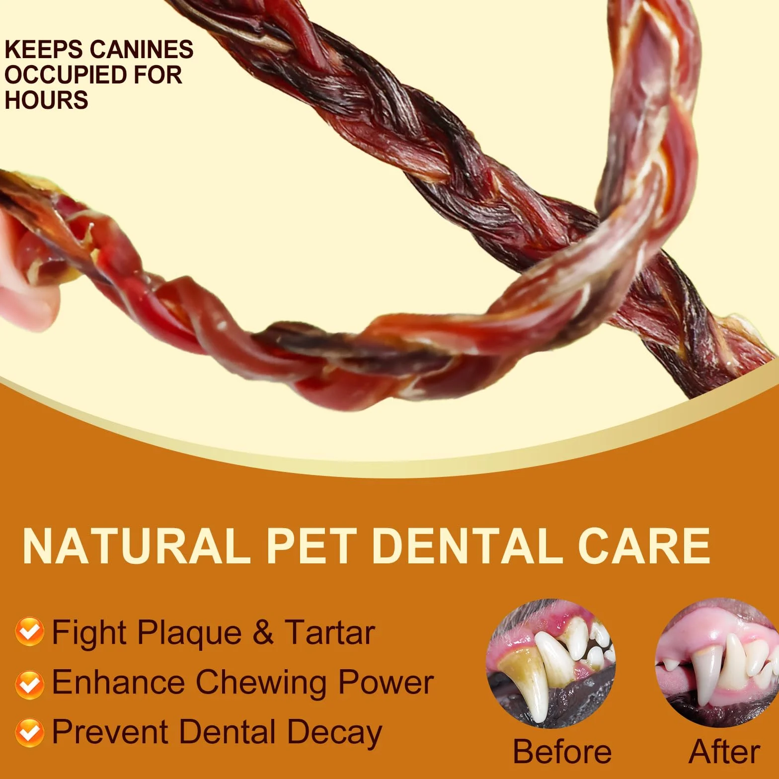 3 Pezzi di Snack per Cani al Frustino di Maiale 28cm Ciascuno 60g Totale Snack per Cani con Masticazione Intensa (S, Yogurt)
