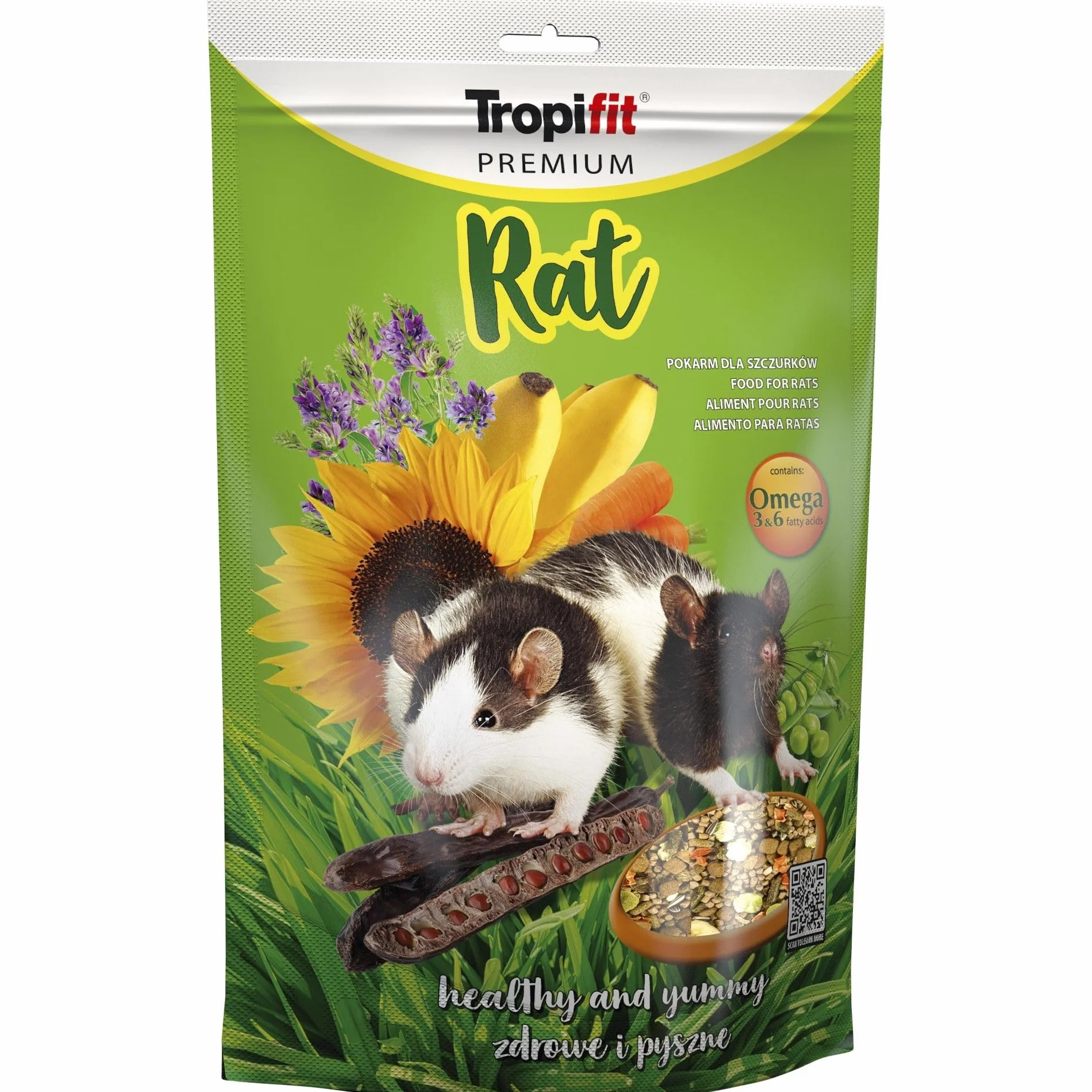 RAT 500g - Mangime completo per ratti con banane dolci, uva passa e carote