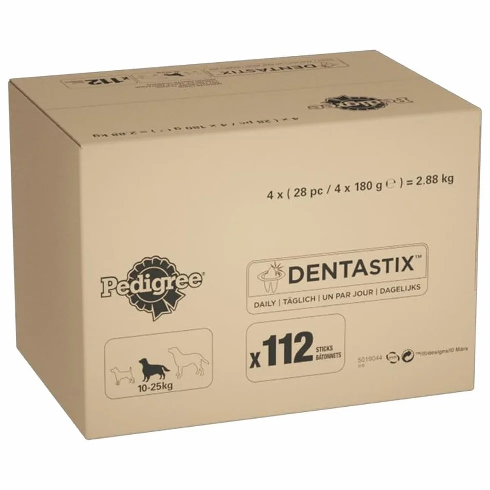 Pedigree Dentastix Daily Dental Dog Chews, medium, 112 bastoncini (4 x 4 x180 g)