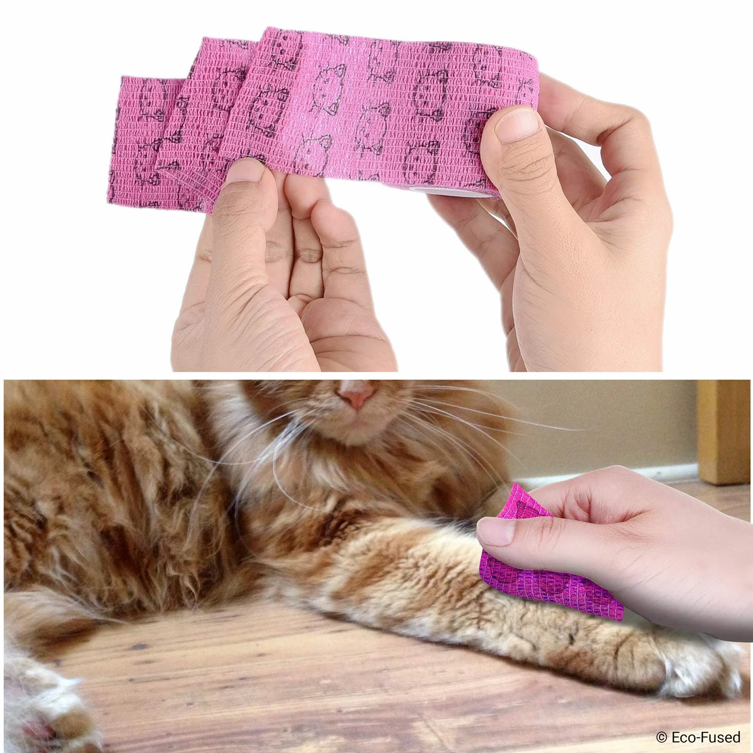Fasce Autoadesive - Nastro per Ferita per i Gatti - Confezione da 6 - Supporta Muscoli e Articolazioni - Facile da Applicare e Rimuovere - Non si Attacca ai Capelli - Elastico, Idrorepellente