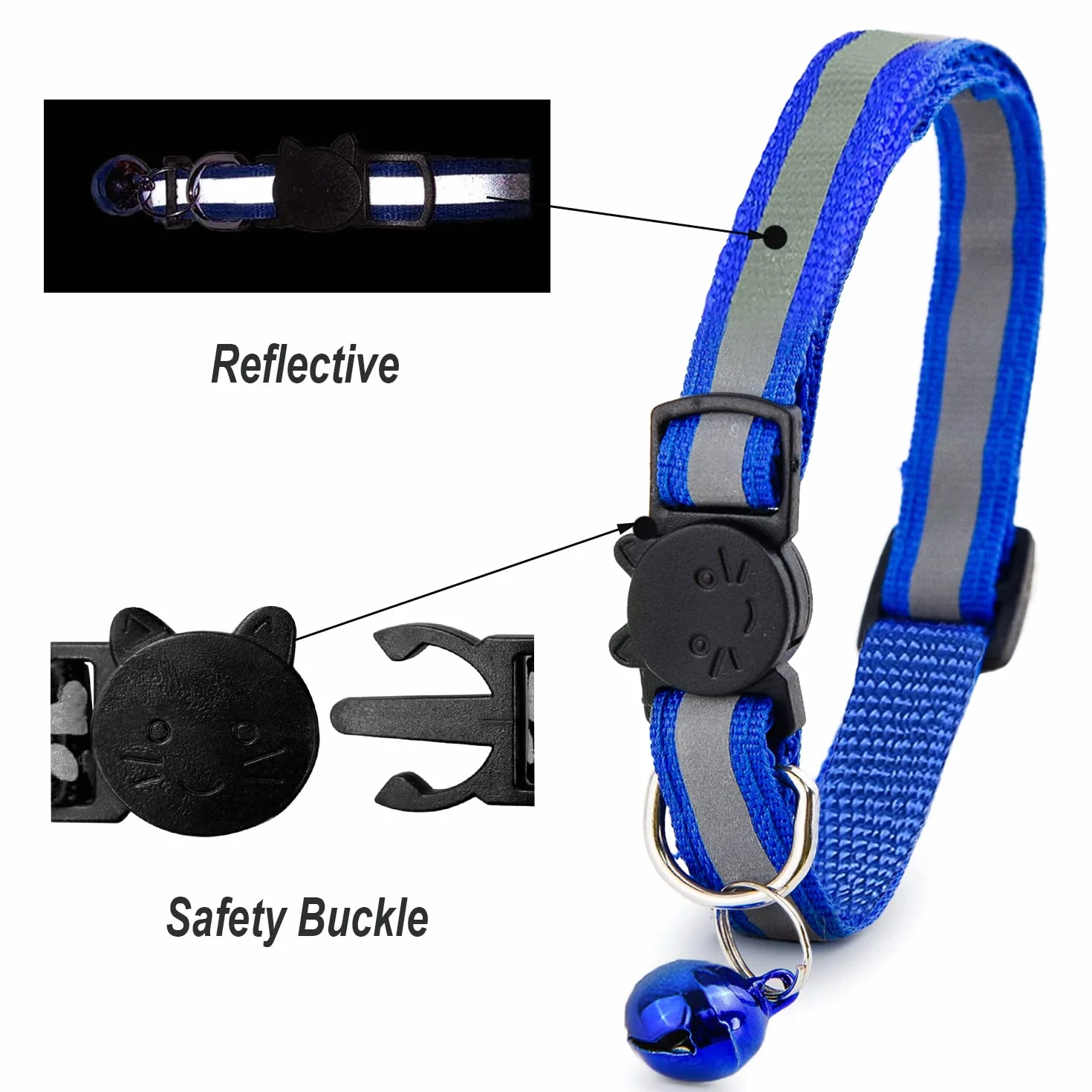 Collare per Gatto Riflettente con Campanella, Sicuro, Nylon, Colori Misti, Collare per Animale Domestico, Collare Rimovibile per Gatto (12)