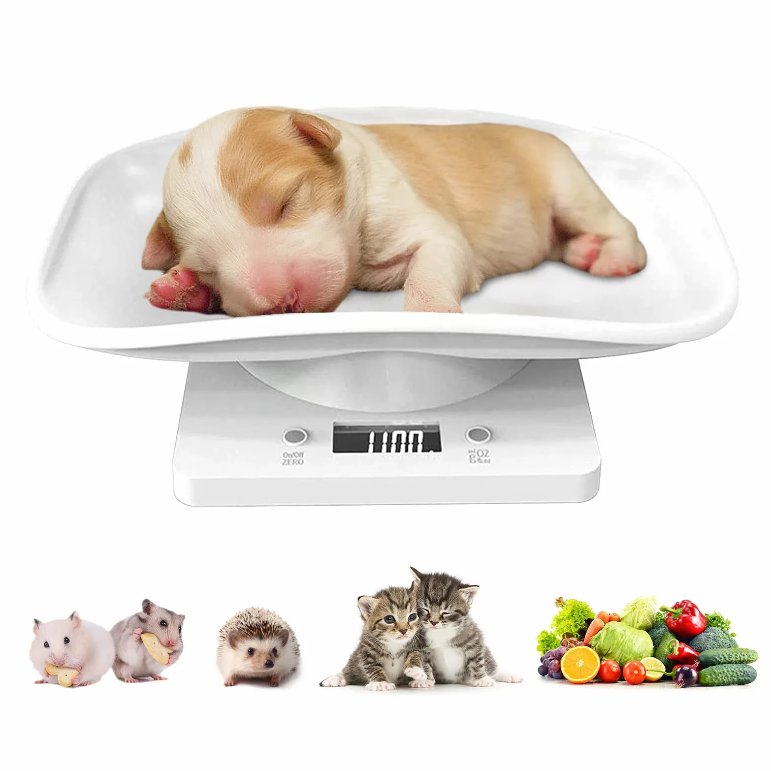 Bilancia elettronica per cuccioli, per gatti, 15 kg, per frutta e verdura, con metro a nastro, per gattini, cuccioli, criceti, uccellini, conigli
